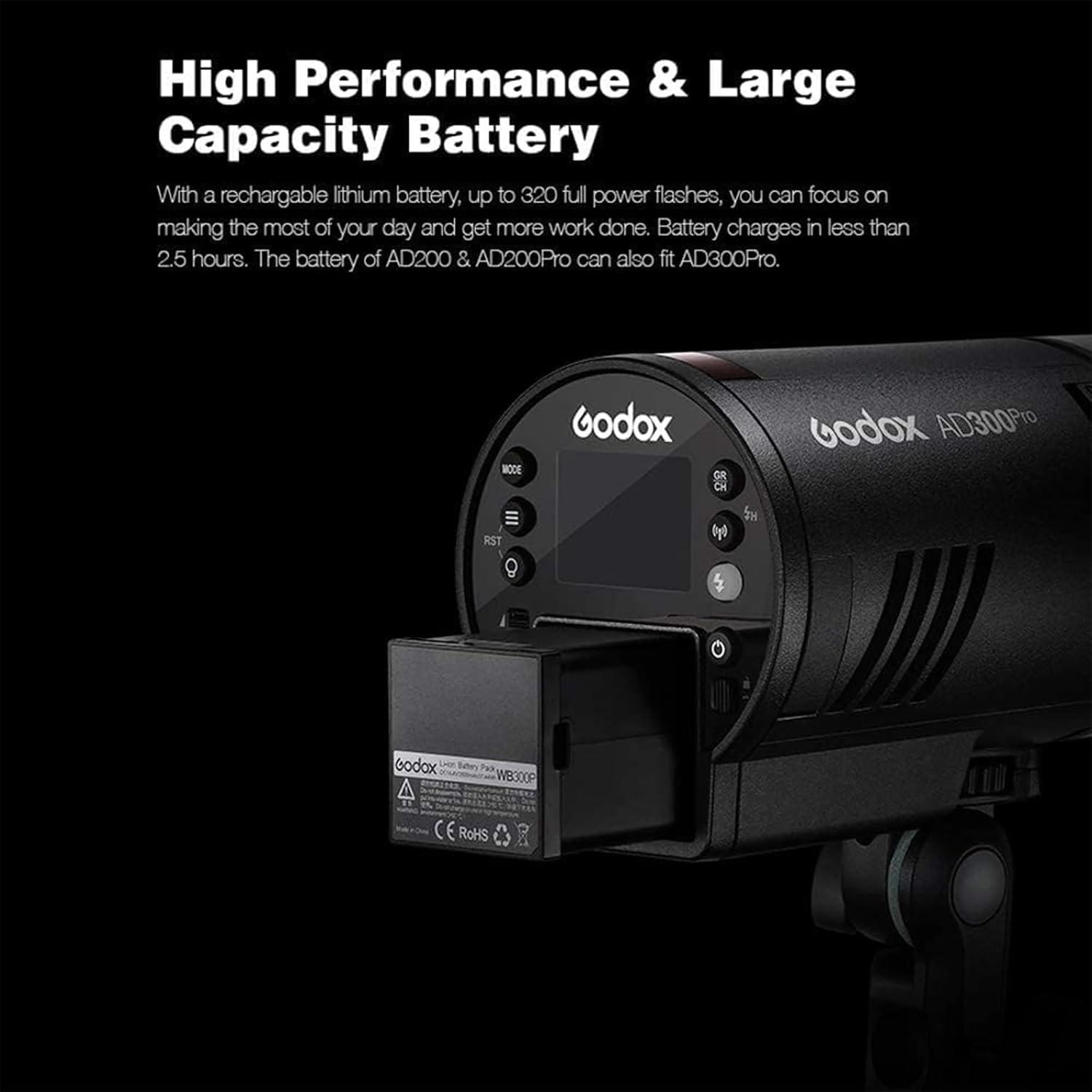 Godox AD300Pro Flash Kit | 300Ws Output, Portable Design, Extra Battery & Softbox Included | Ideal for Photography, Filmmaking | Compatible with Canon, Nikon, Sony - Pro Lighting Solution