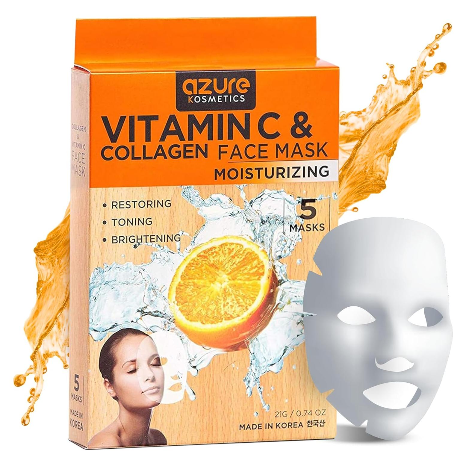 Máscara Facial Hidratante Azure Cosmetics - Vitamina C y Colágeno