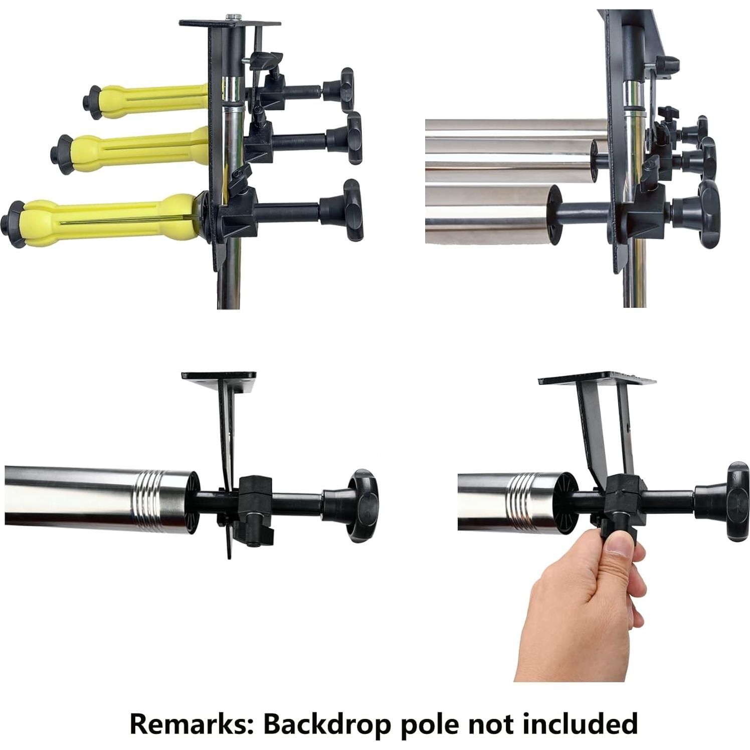 Photography Backdrop Roller Support System, 3 Rollers, Wall/Celing/Light Stand Backdrop Mount, Background Support