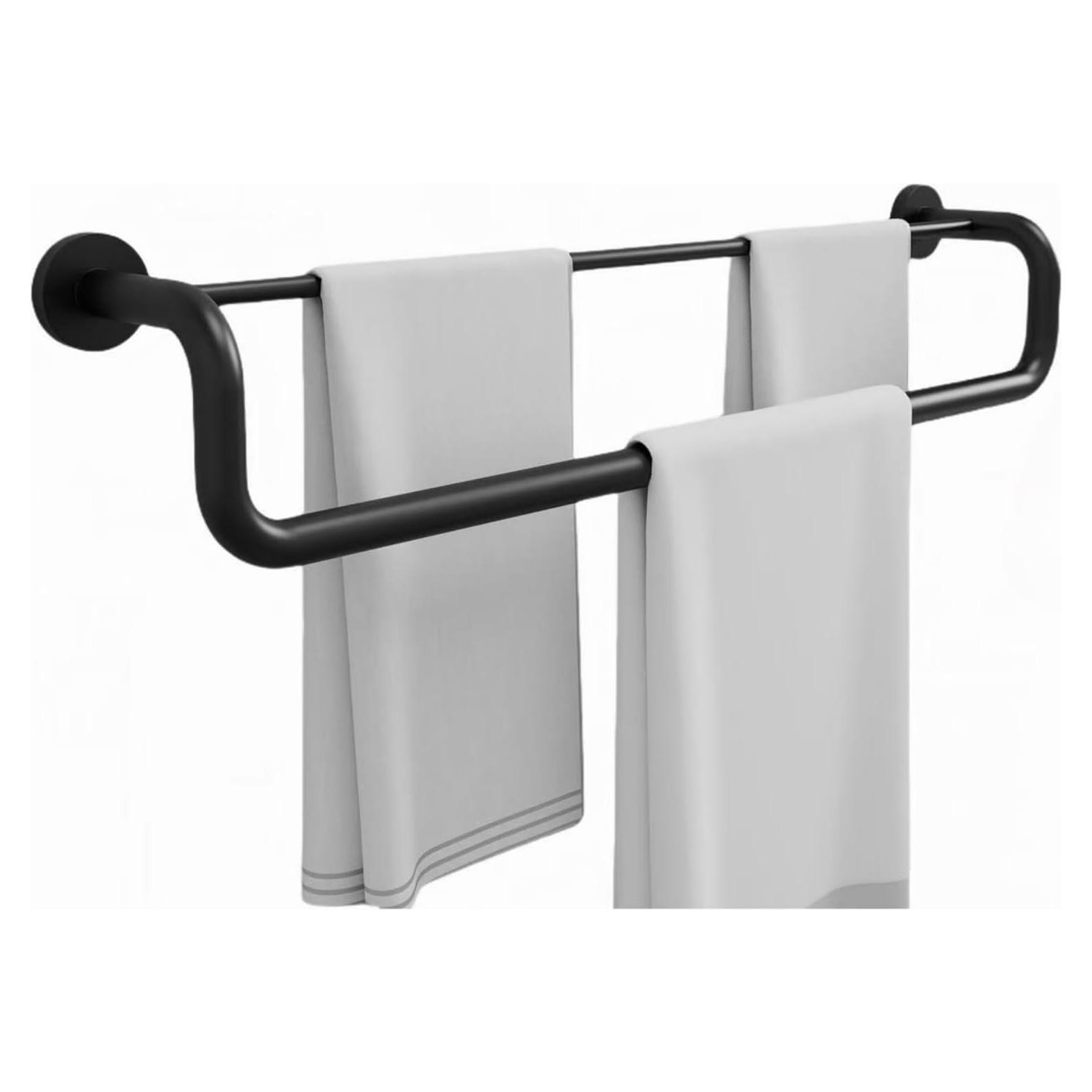 Barra de Toalla Doble Biuiuiu 60.96 cm Acero Inoxidable Negro Mate