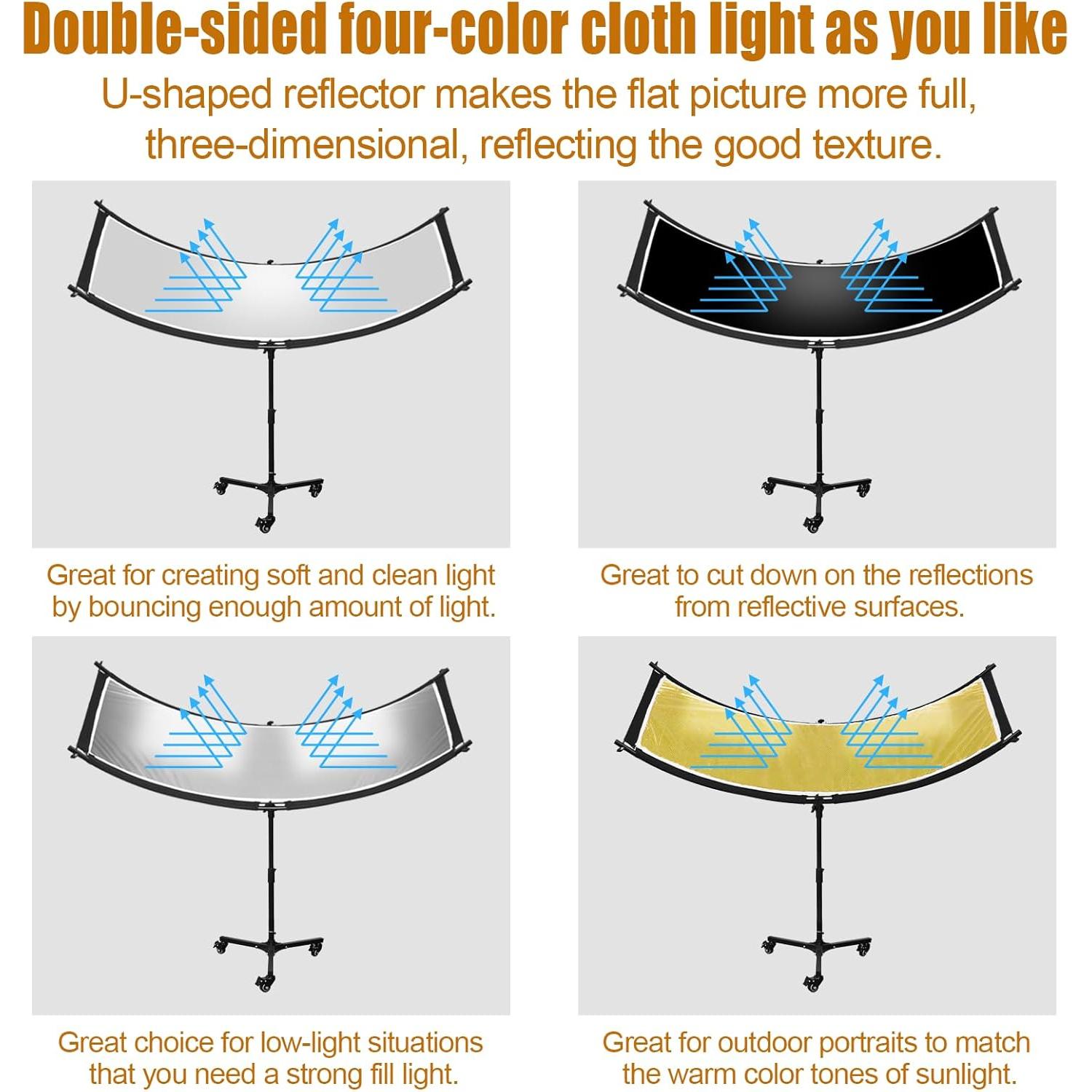 Reflector de Luz Clamshell 70"x24" MCCKLE con Soporte y Bolsa