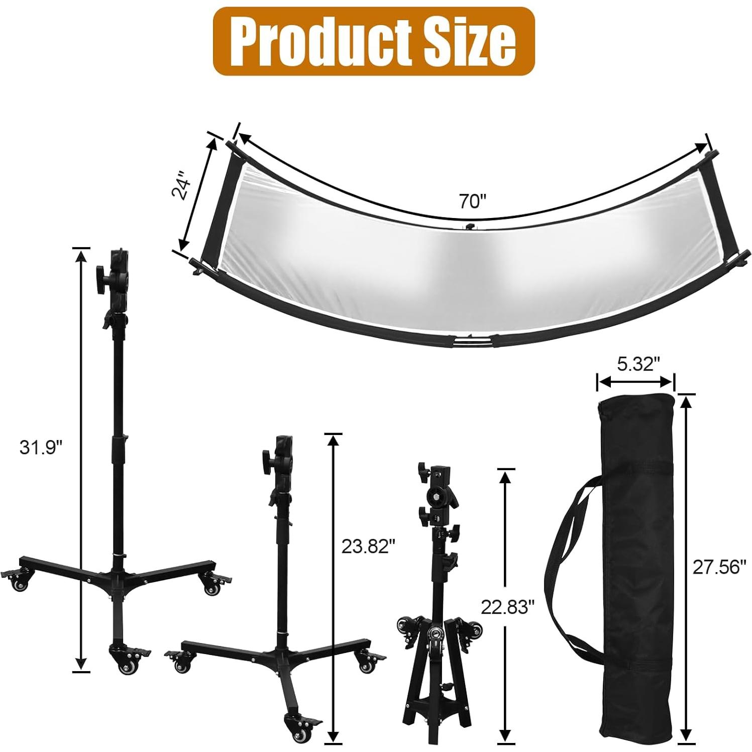 Reflector de Luz Clamshell 70"x24" MCCKLE con Soporte y Bolsa
