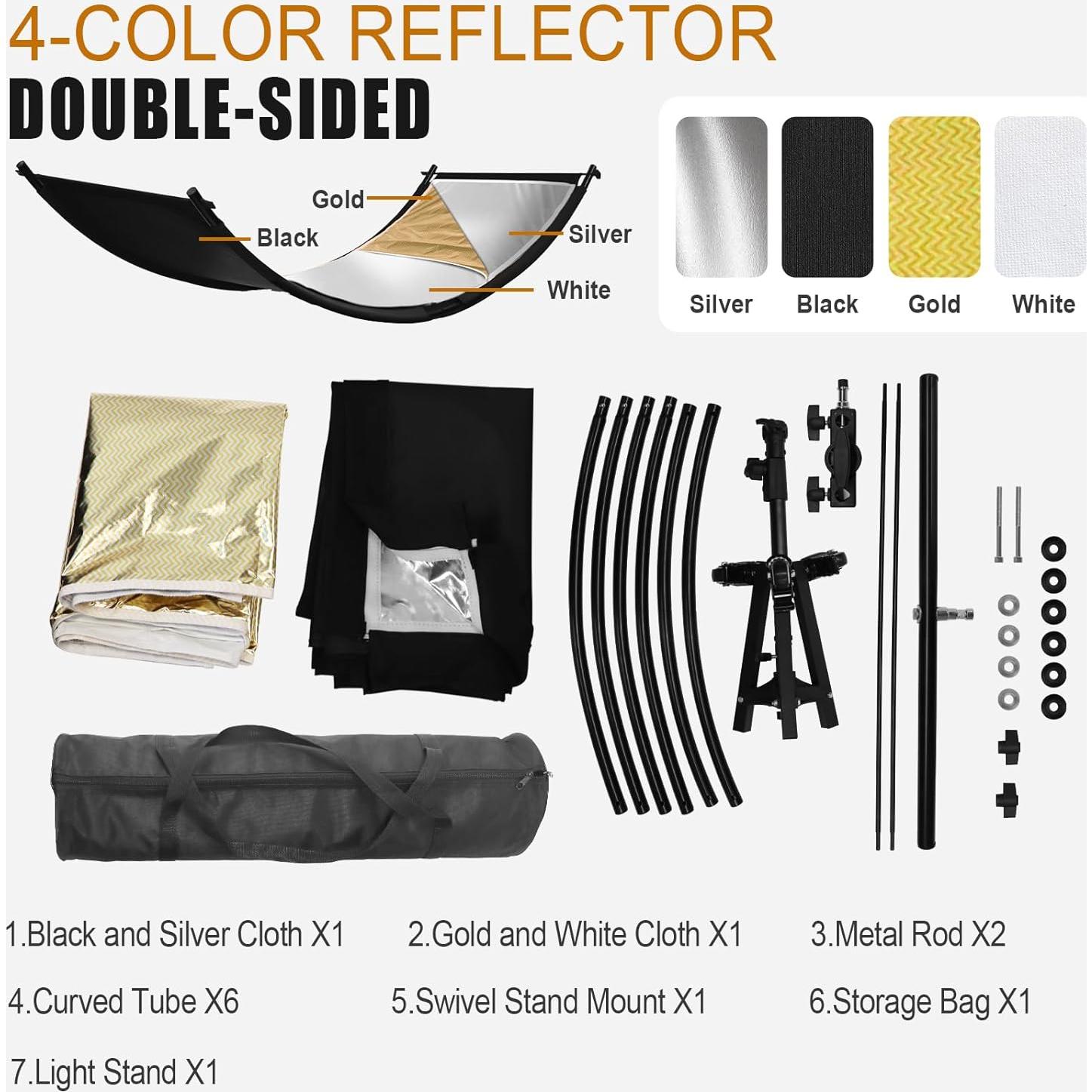 Reflector de Luz Clamshell 70"x24" MCCKLE con Soporte y Bolsa