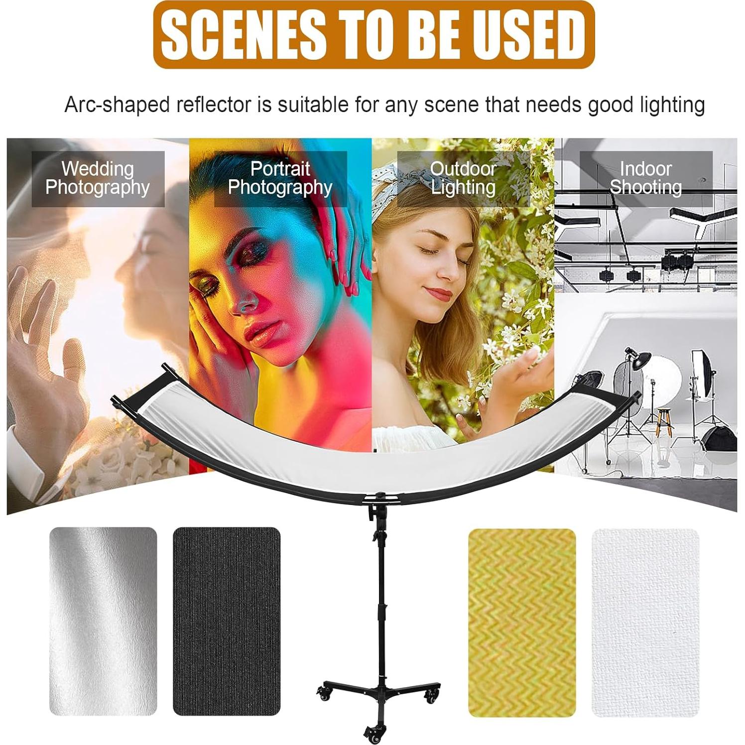 Reflector de Luz Clamshell 70"x24" MCCKLE con Soporte y Bolsa