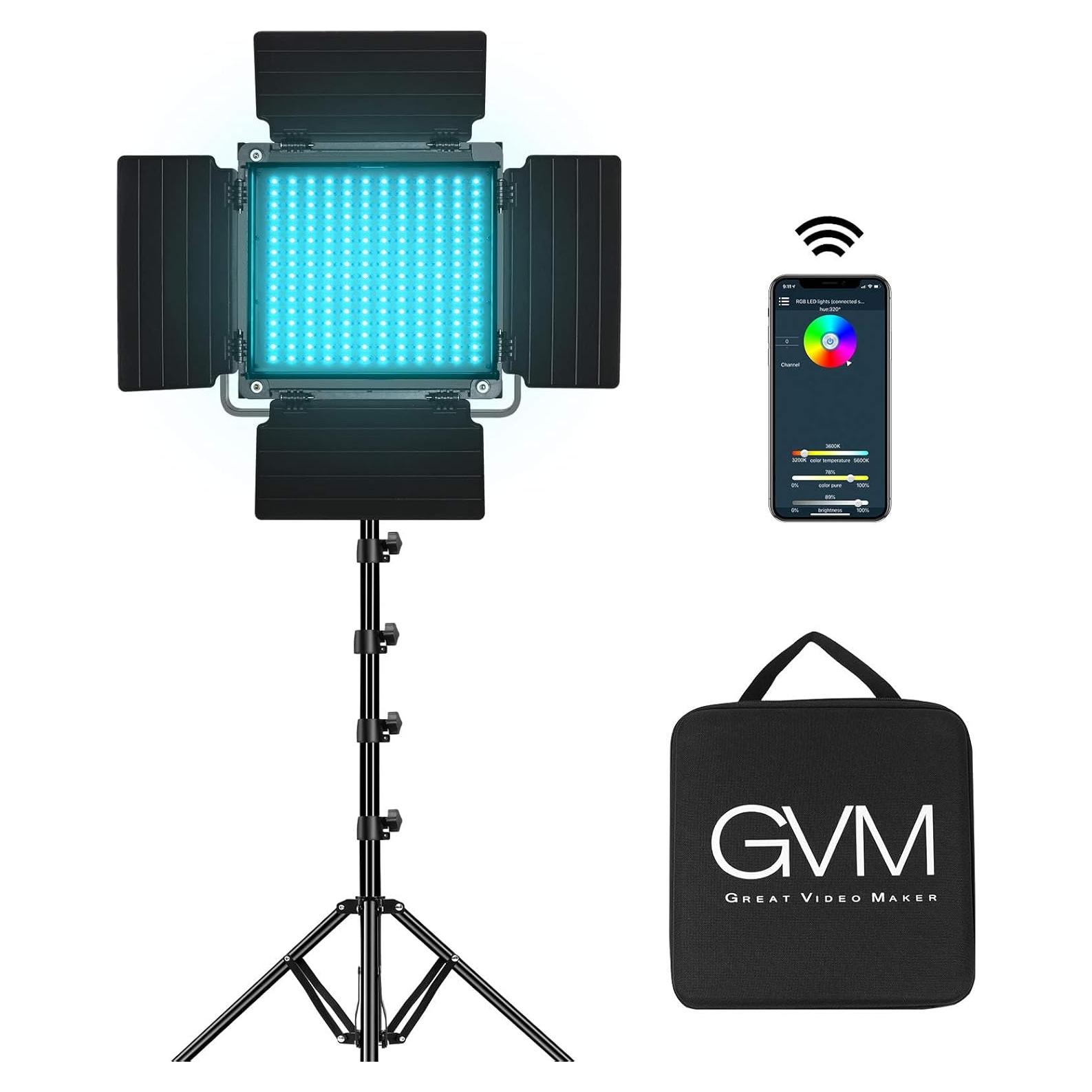 Luz de Video LED RGB GVM 800D con Control APP 40W