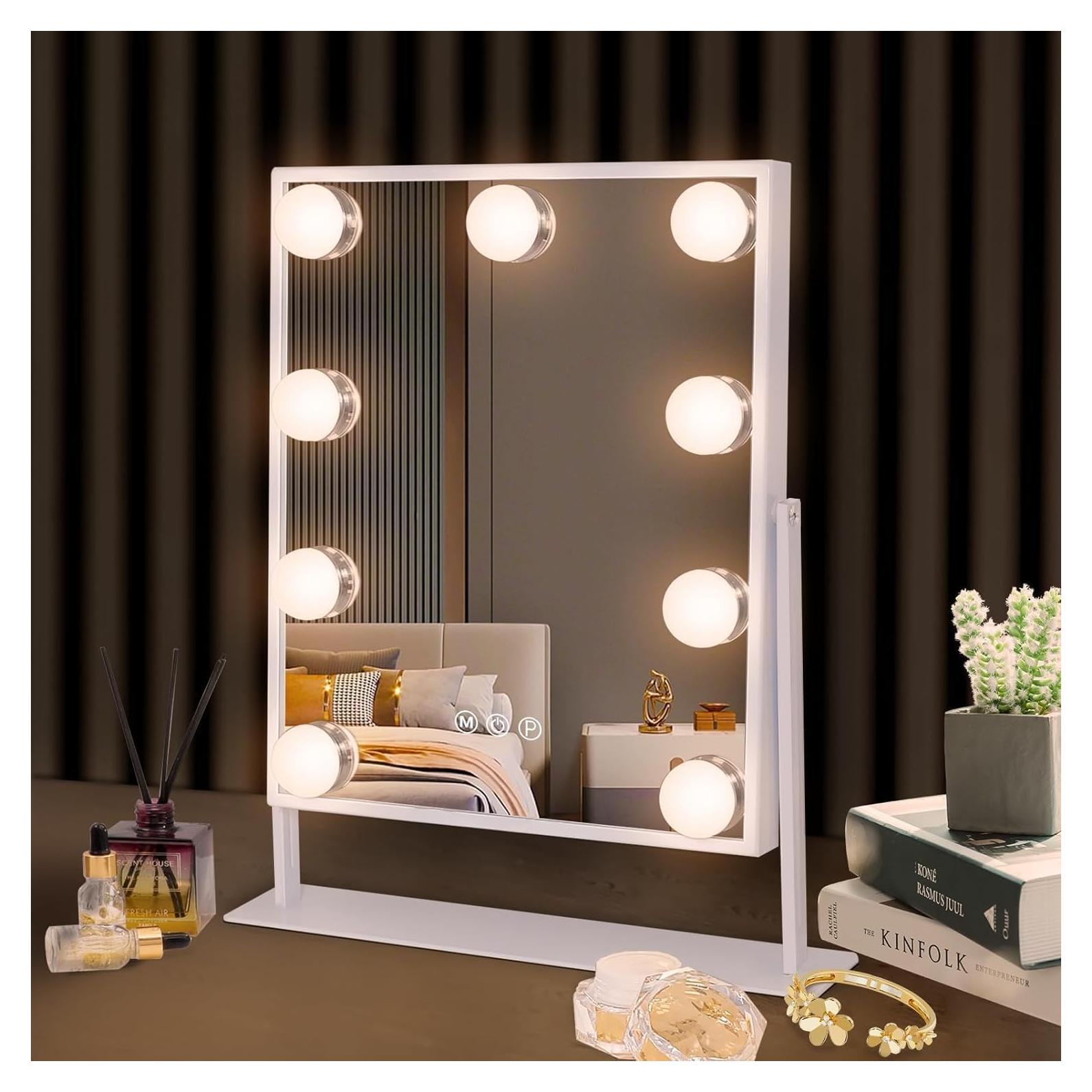 Espejo de Tocador Hansong Iluminado 30.48x25.4cm 10x Aumento