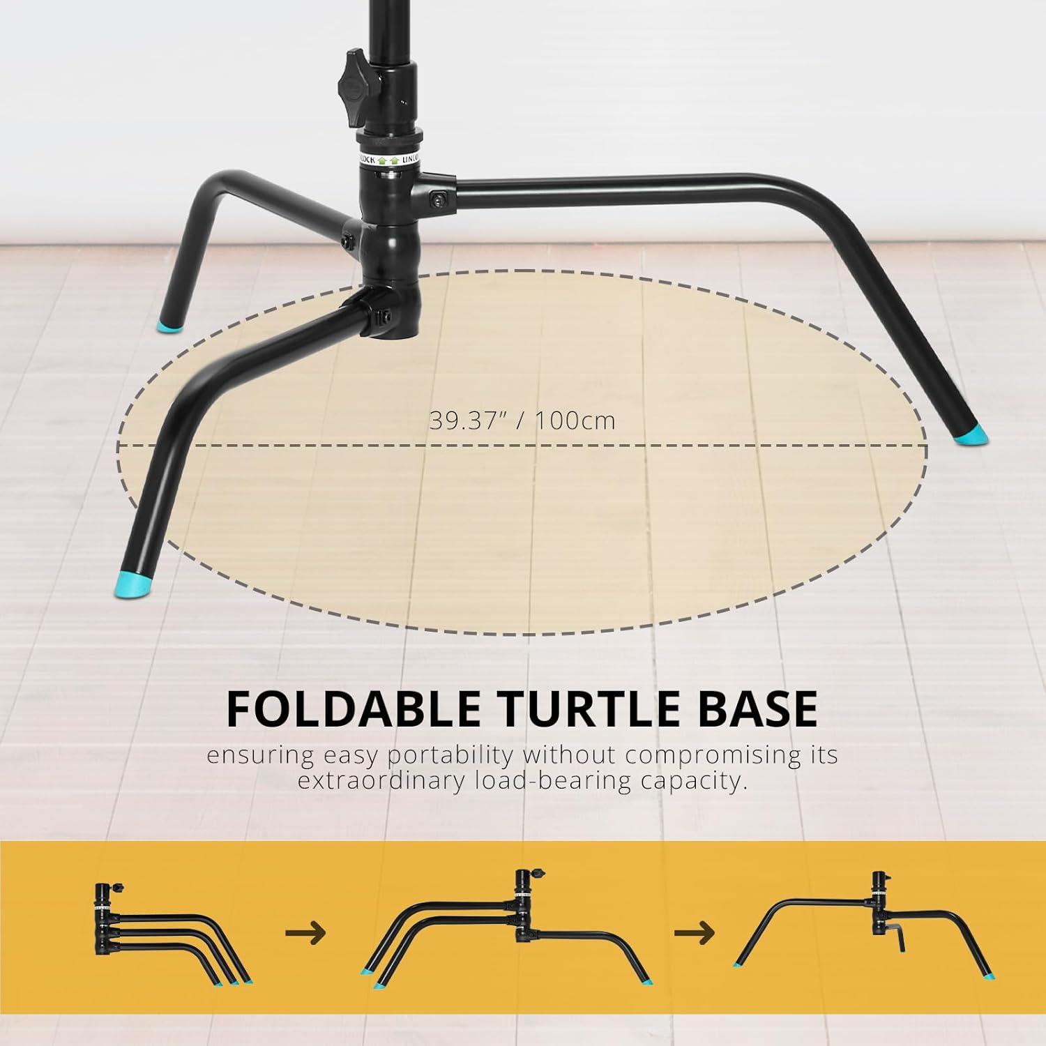 Kit C-Stand Flashpoint 1.8m con Base Tortuga y Brazo 50cm