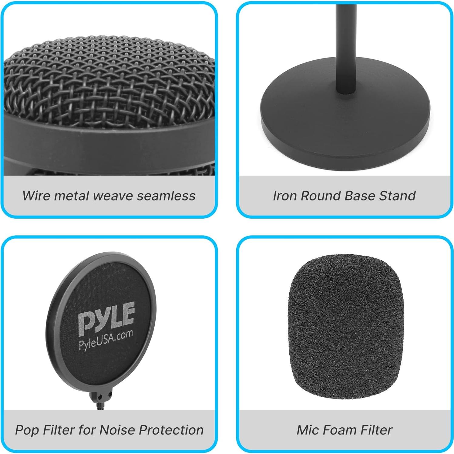 Kit Micrófono USB PyleUsa Condensador Cardioide con Soporte