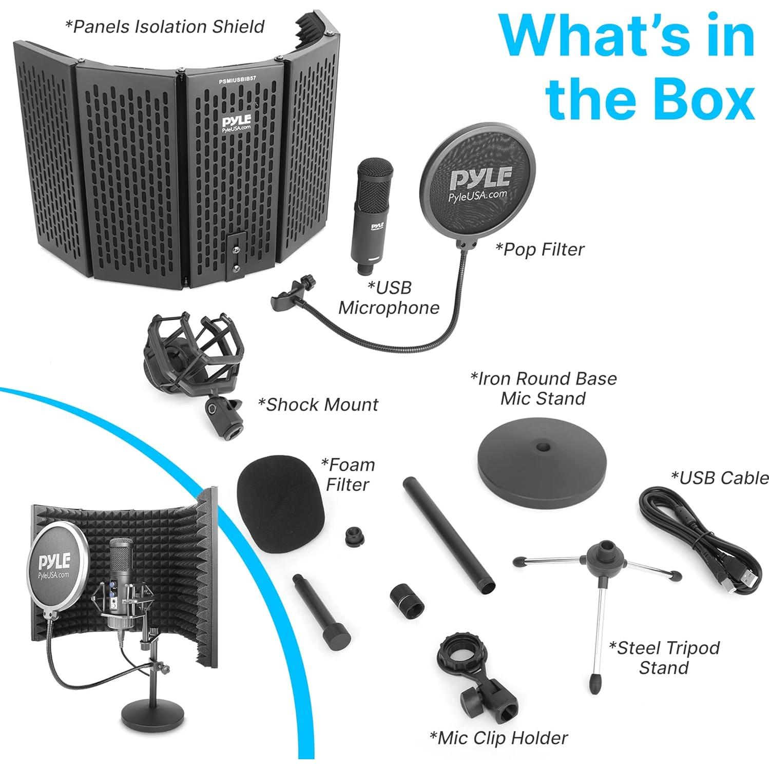 Kit Micrófono USB PyleUsa Condensador Cardioide con Soporte