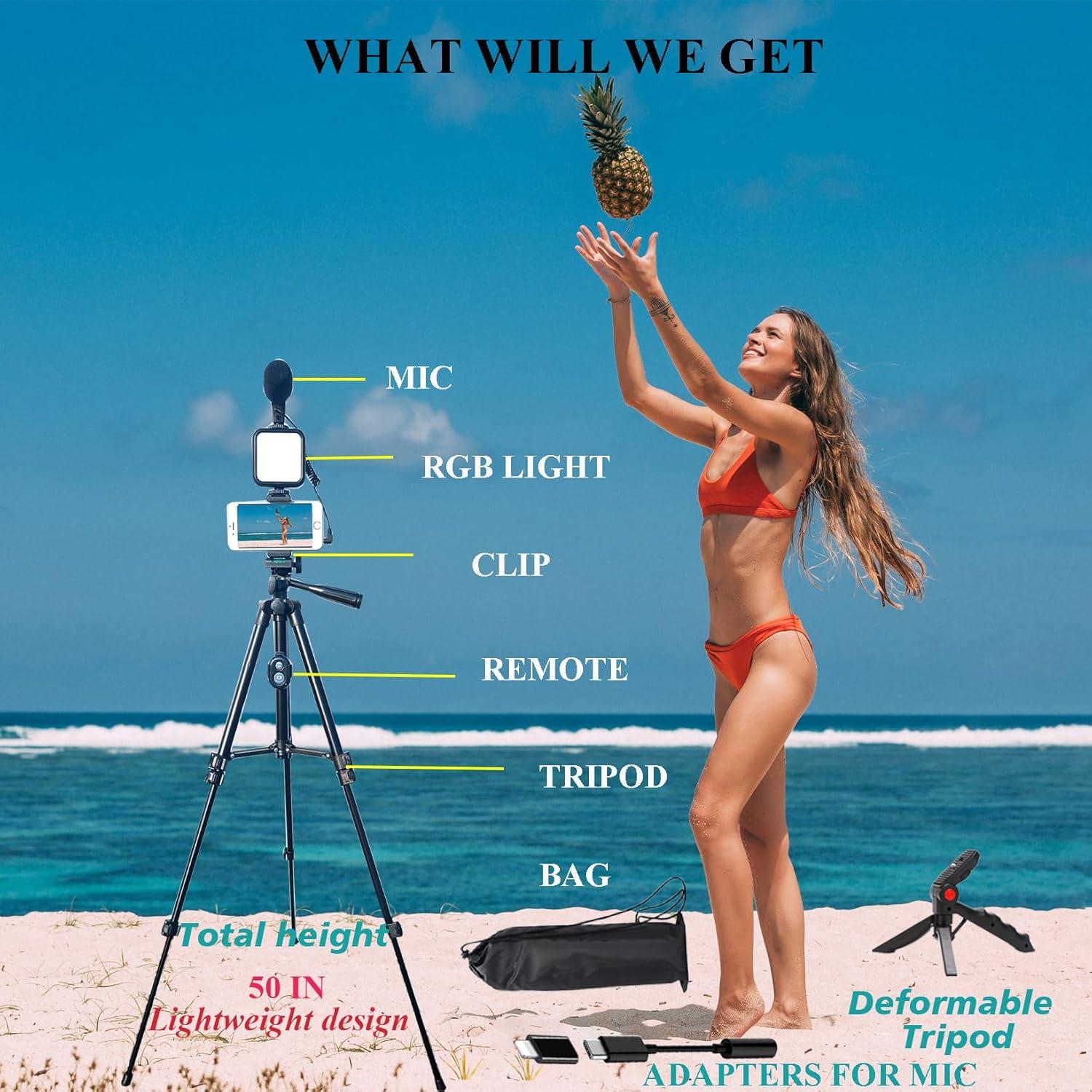 Kit de Vlogging Carrotech C-VLOG01 con Trípodes y Luz LED