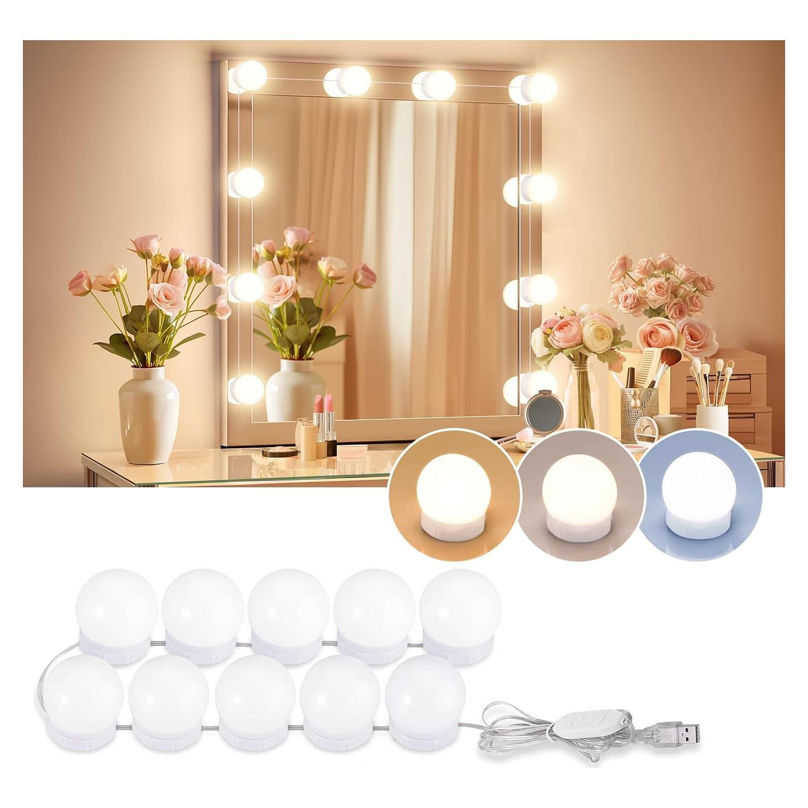 Luces LED para Espejo Consciot 10 Bombillas Regulables USB