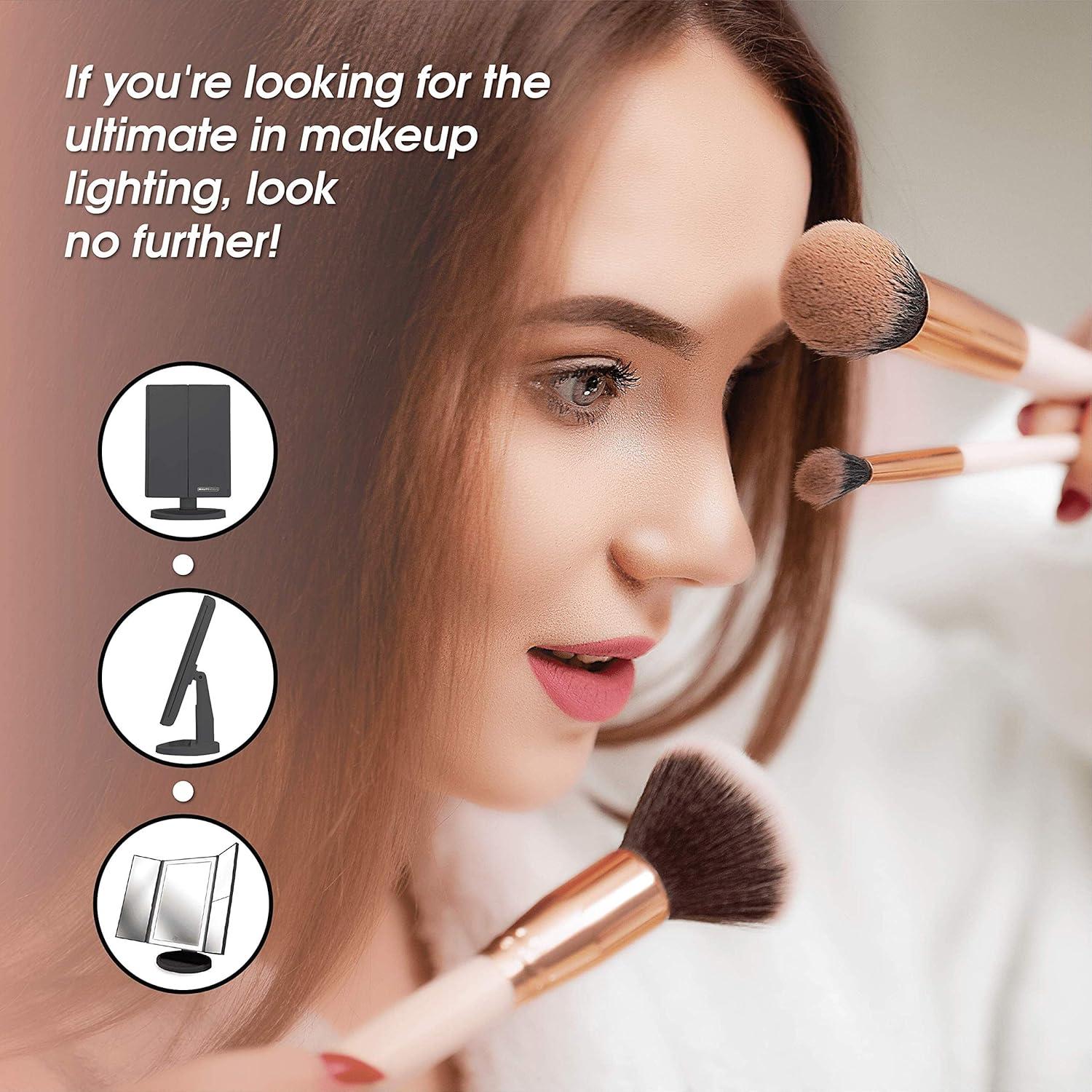 Espejo de Maquillaje LED BeautyWorks 36 Luces Plegable 3X