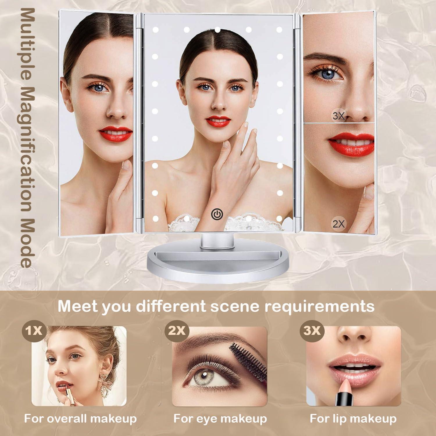 Espejo de Maquillaje Iluminado Flymiro Plegable 21 LEDs