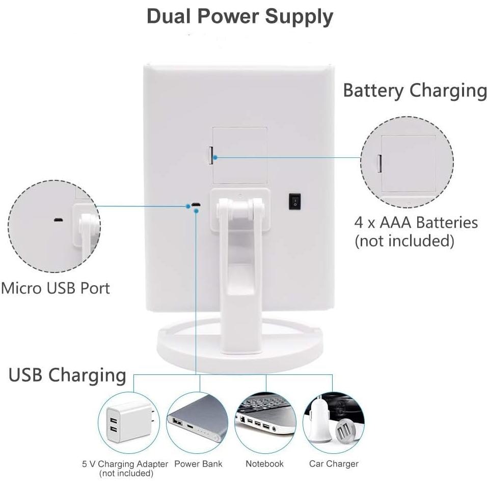 Espejo de Maquillaje Iluminado Flymiro Plegable 21 LEDs