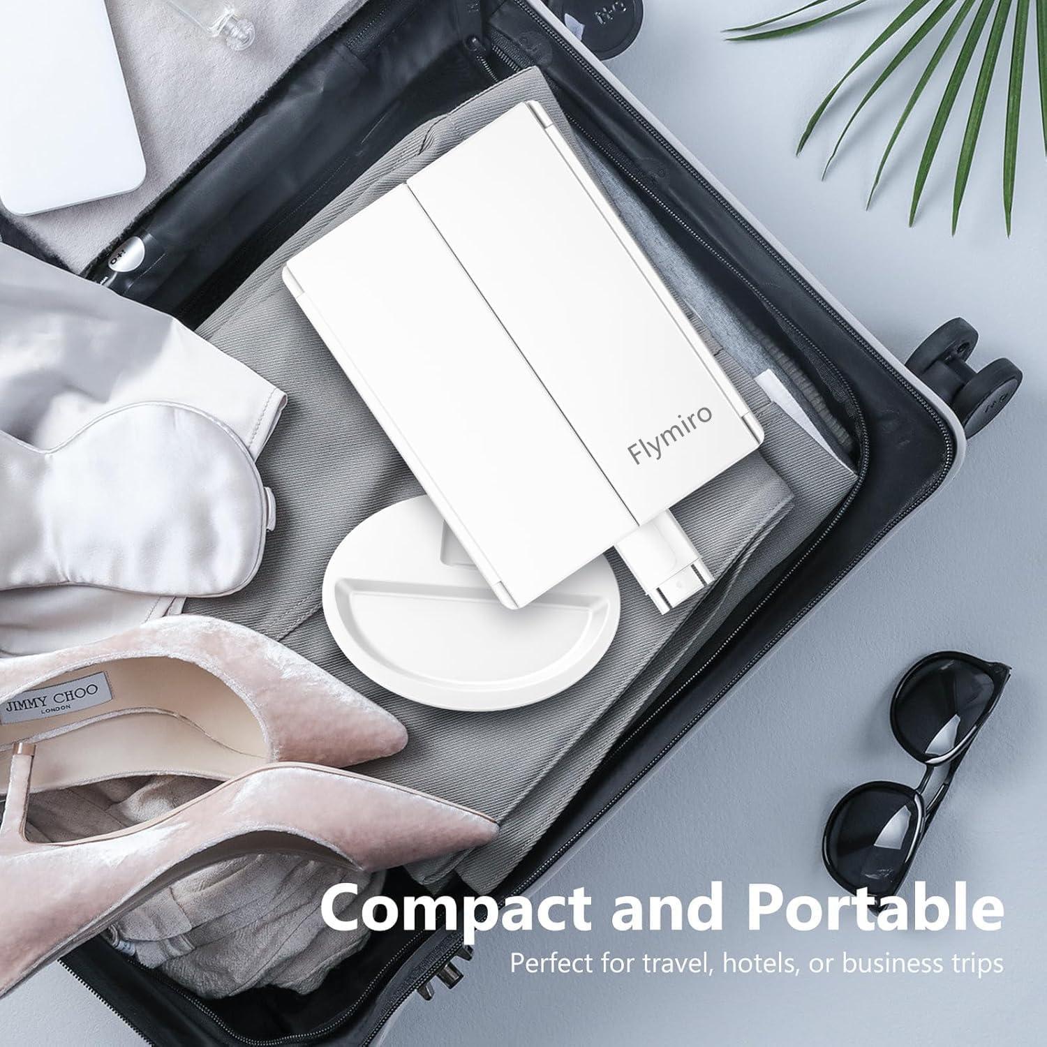 Espejo de Maquillaje Iluminado Flymiro Plegable 21 LEDs