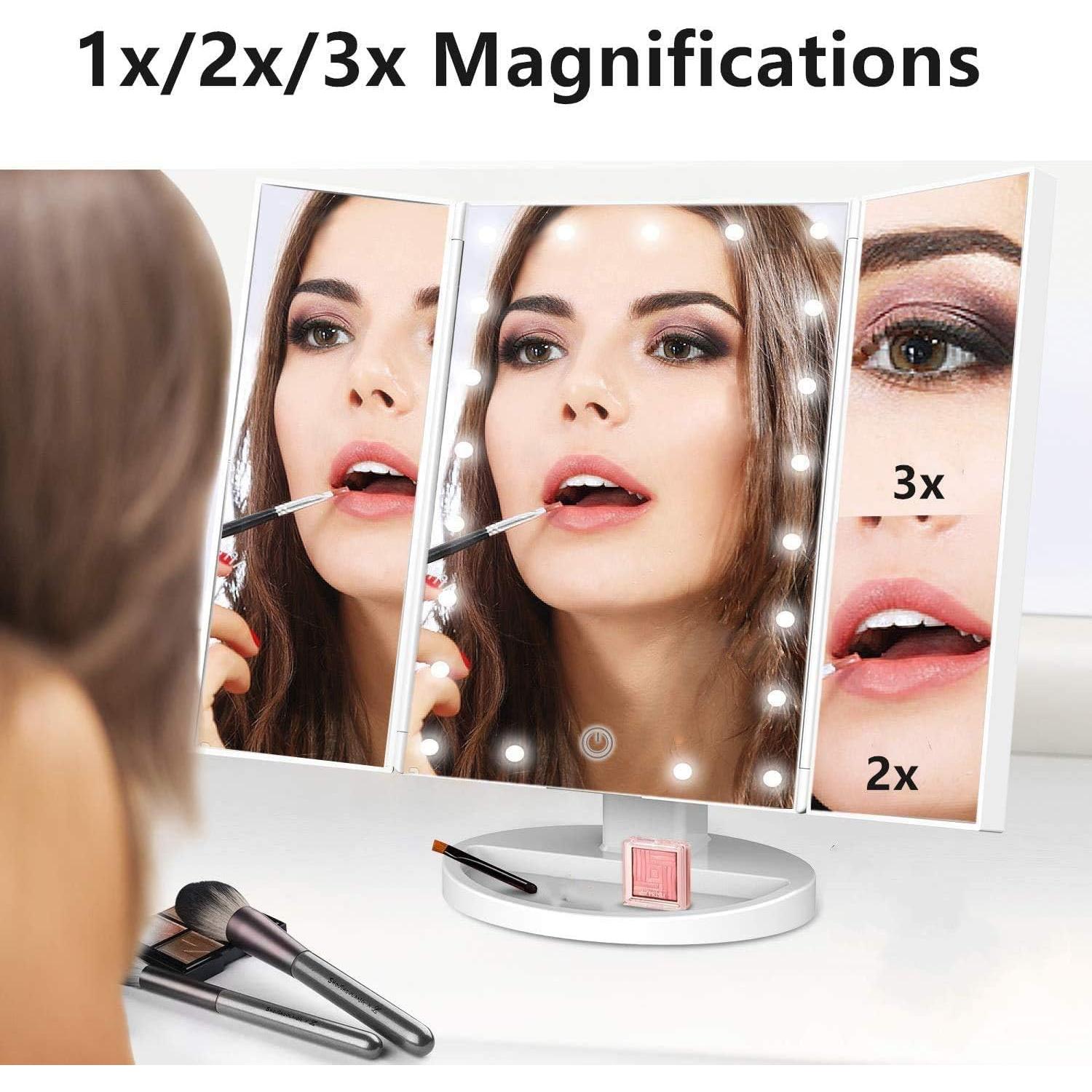 Espejo de Maquillaje Iluminado Flymiro Plegable 21 LEDs