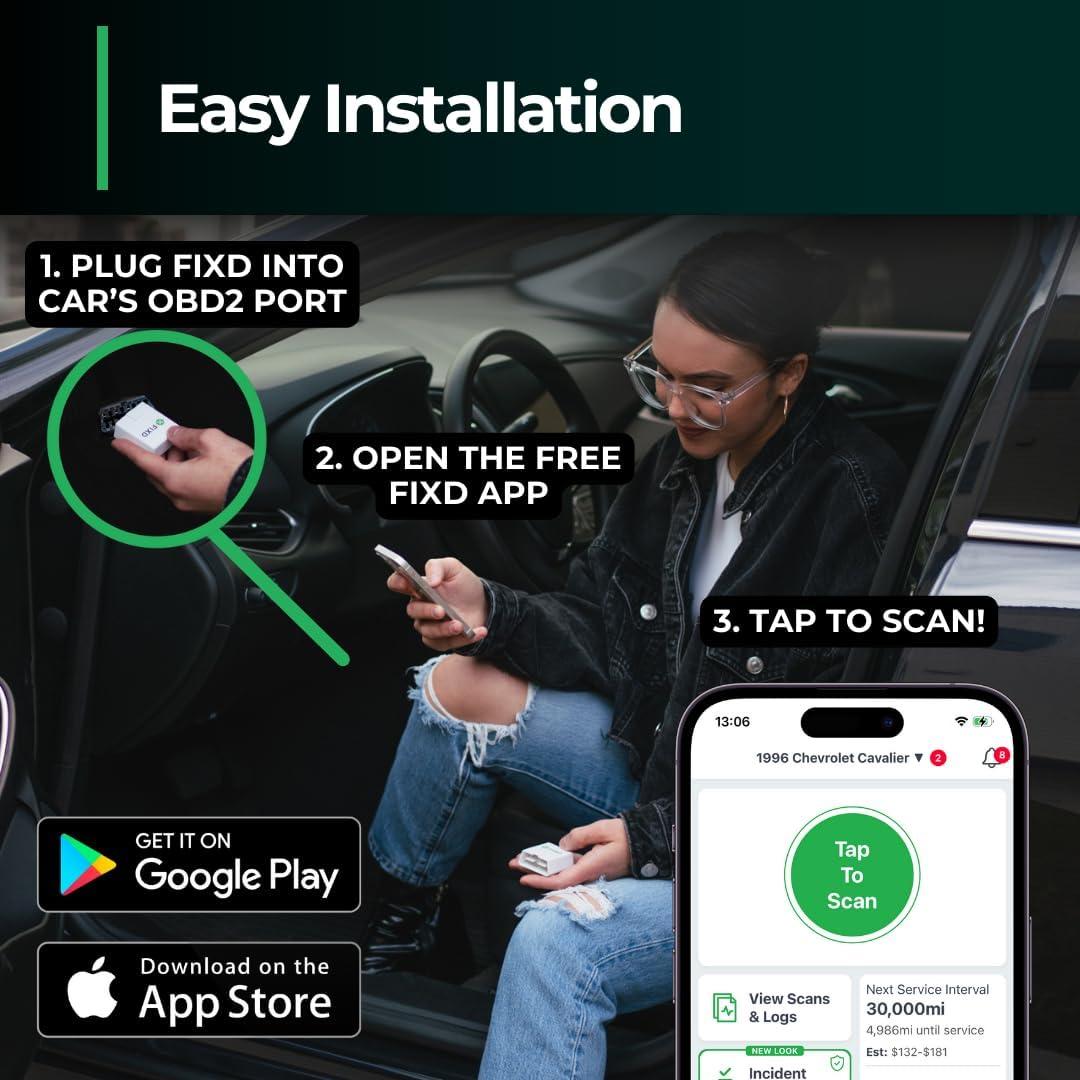 Escáner OBD2 Bluetooth FIXD - Diagnóstico para autos 1996+