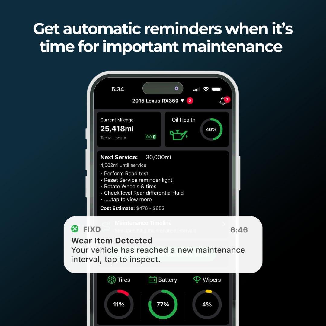 Escáner OBD2 Bluetooth FIXD - Diagnóstico para autos 1996+