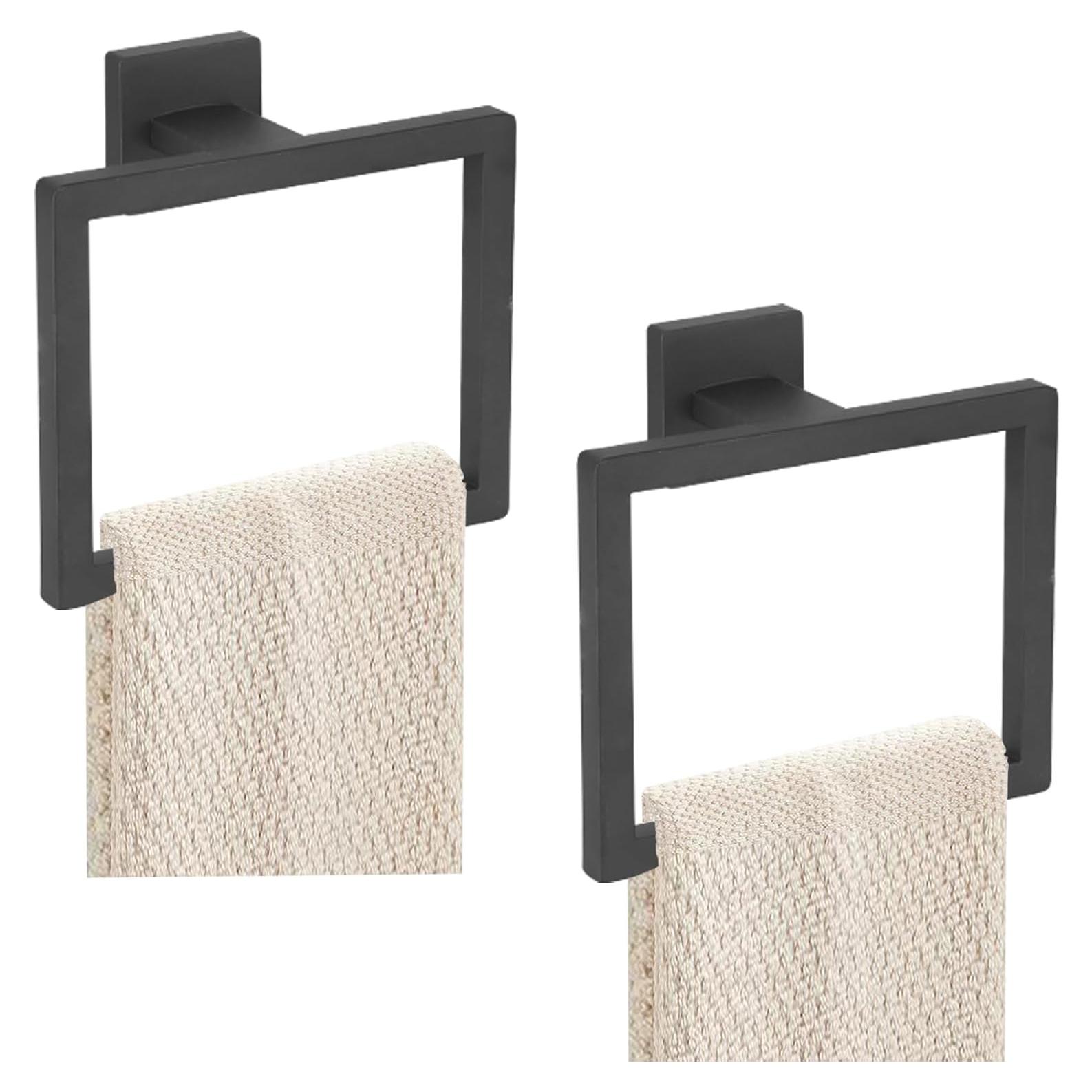 Anillo de Toalla 2 Piezas JOPOFI Acero Inoxidable Negro Mate