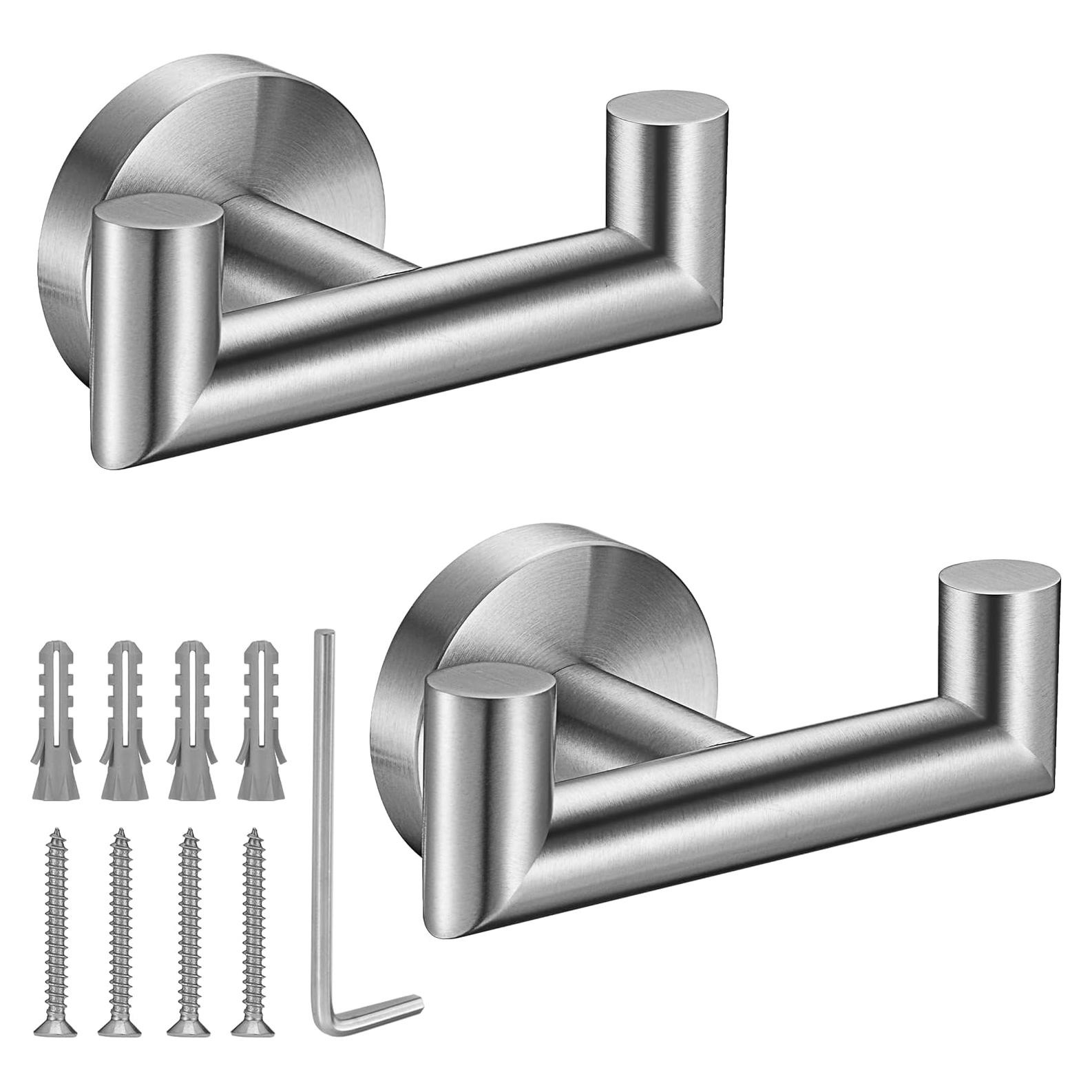 Ganchos Doble Kwanicas Acero Inoxidable Cepillado 2 Paquete