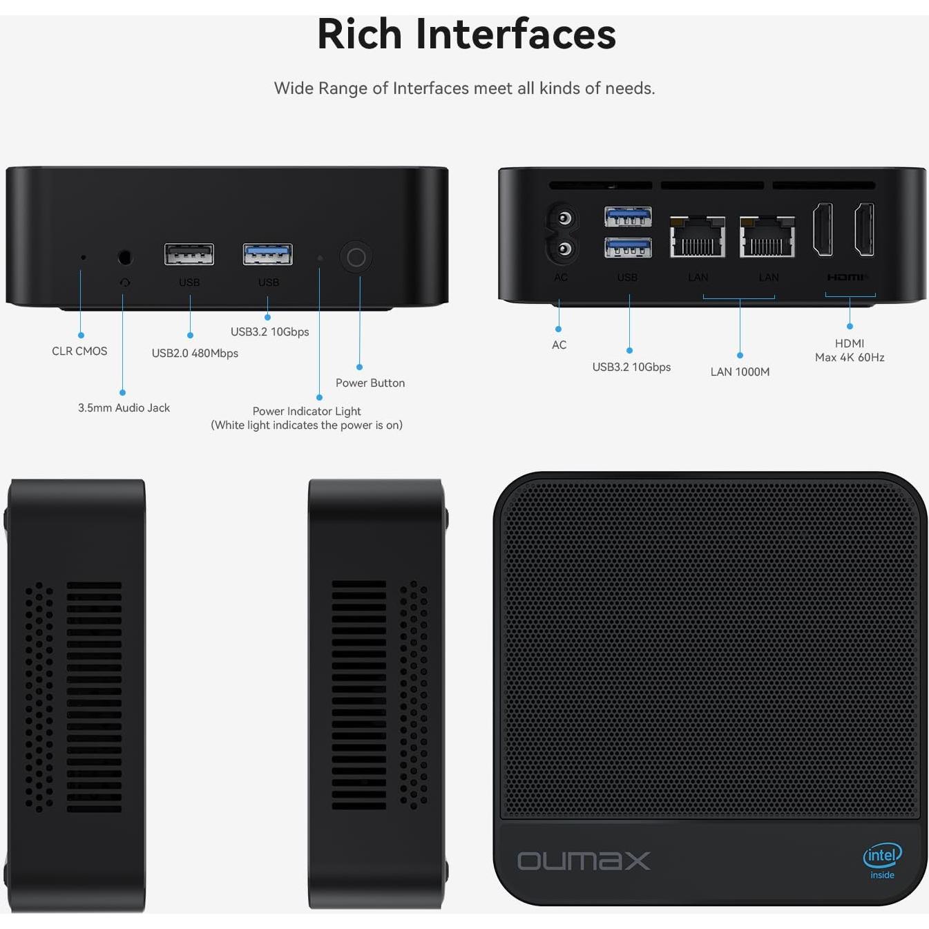 Mini PC OUMAX MAX N 13ª Gen 16GB RAM 500GB SSD 4K