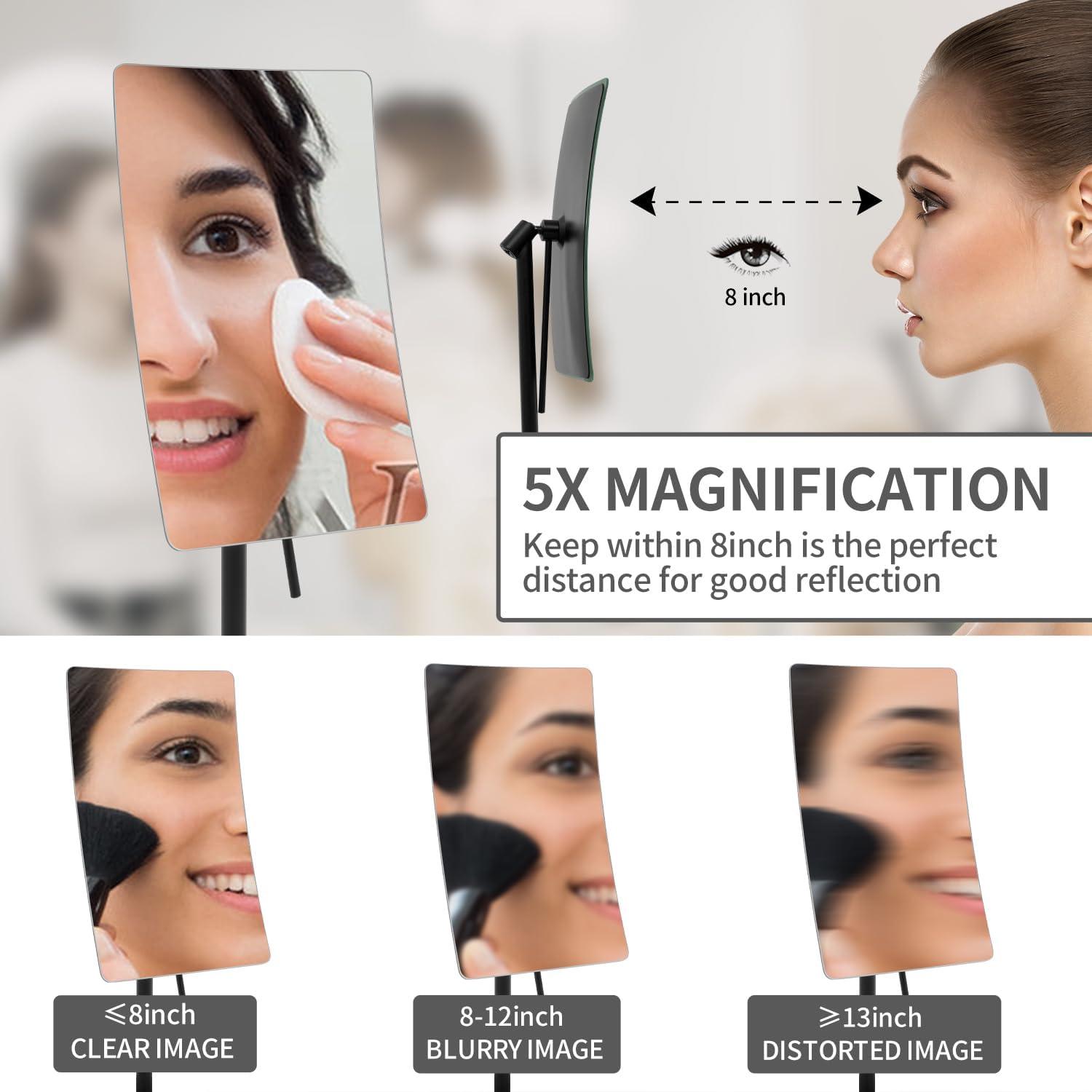 Espejo de Maquillaje DOWRY 5X Ajustable Acero Inoxidable Negro