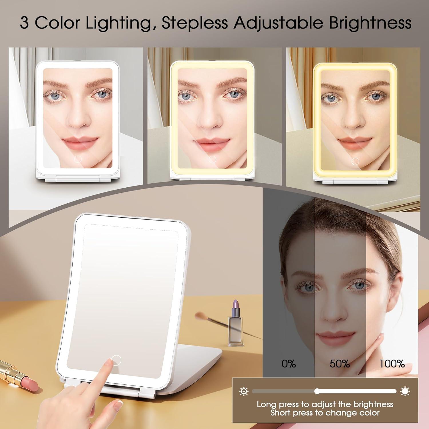 Espejo de Maquillaje Horyliin 10X/1X Iluminado Recargable