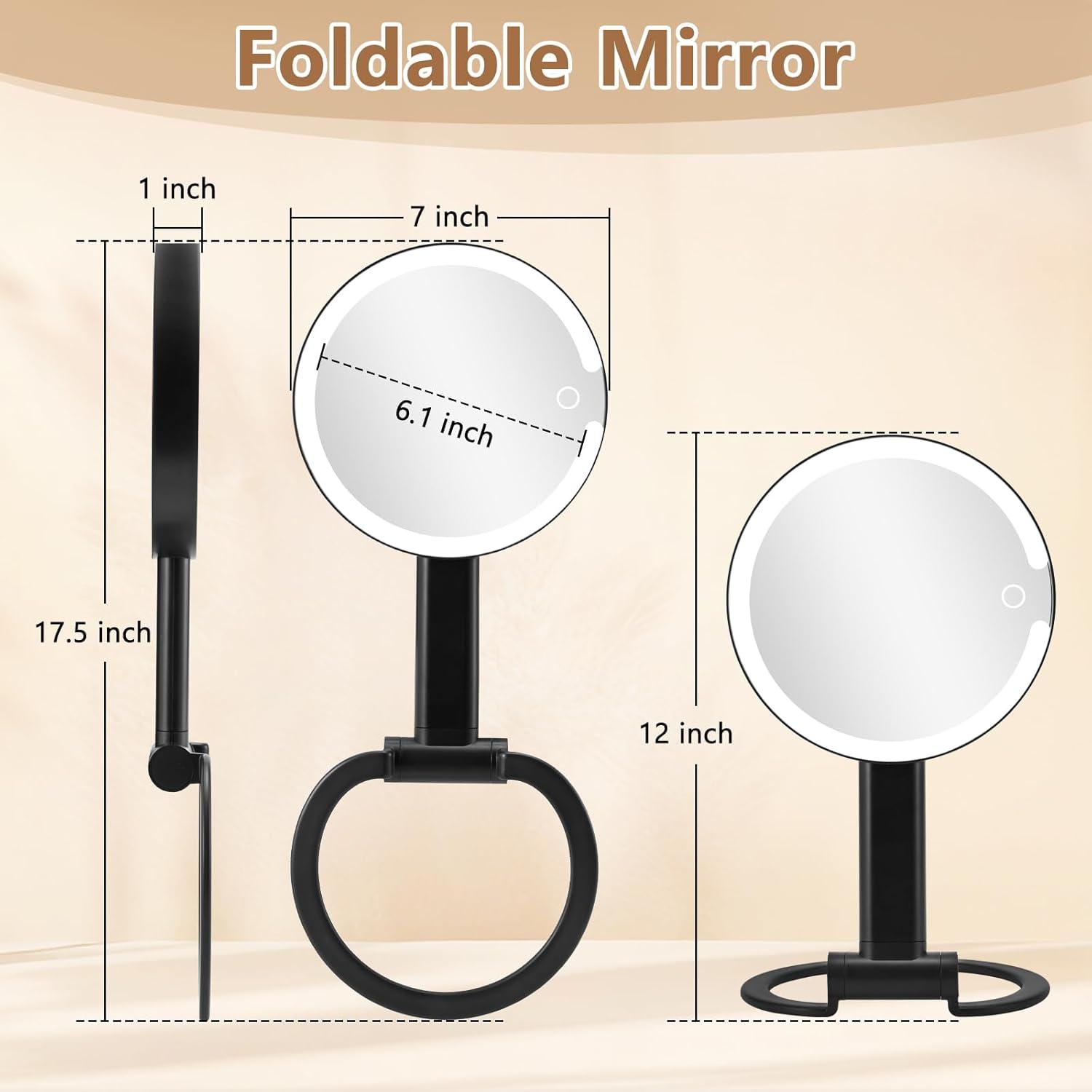 Espejo de Aumento DECLUTTR Iluminado 10X/1X Negro