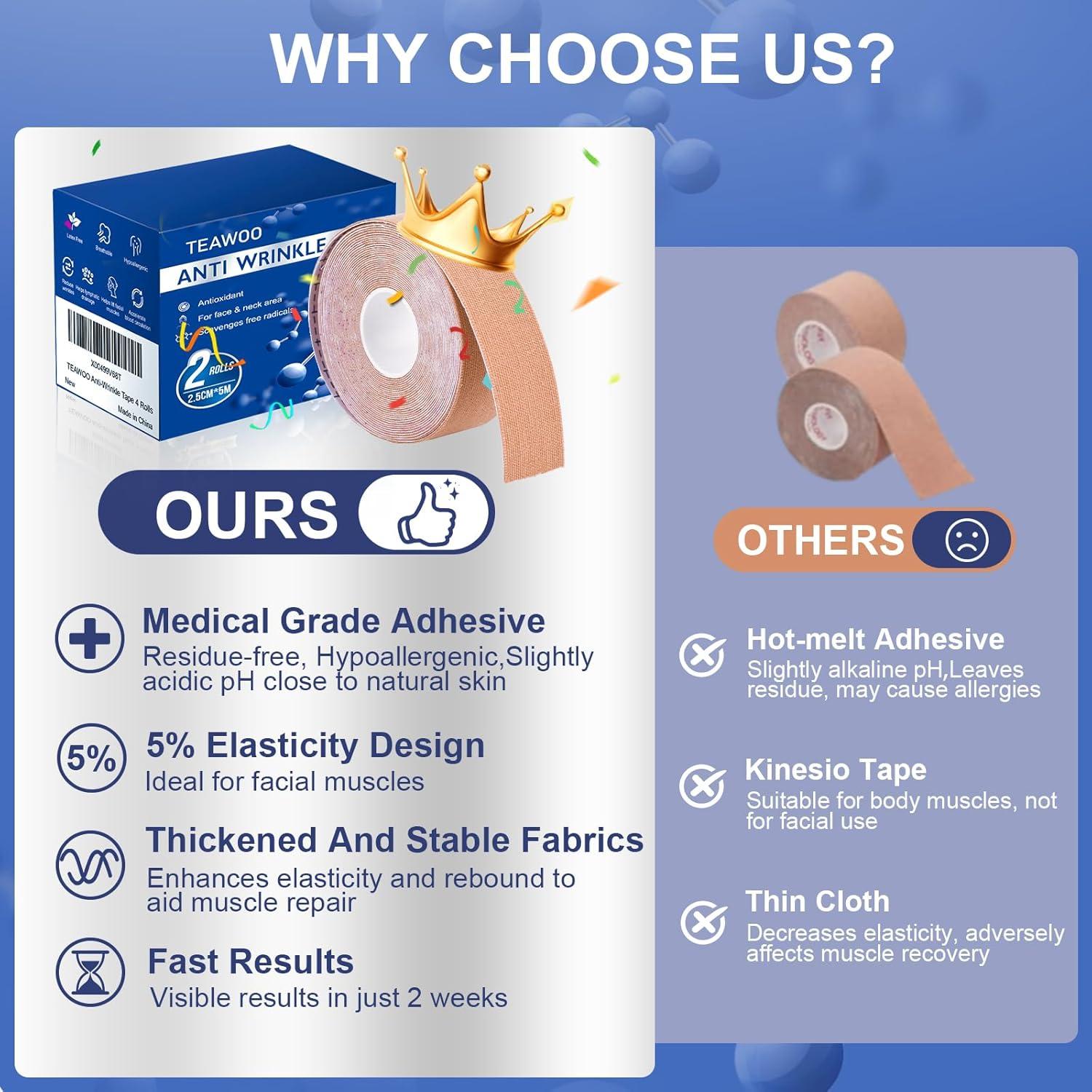 Cinta Facial Antiarrugas TEAWOO | 2 Rollos Beige