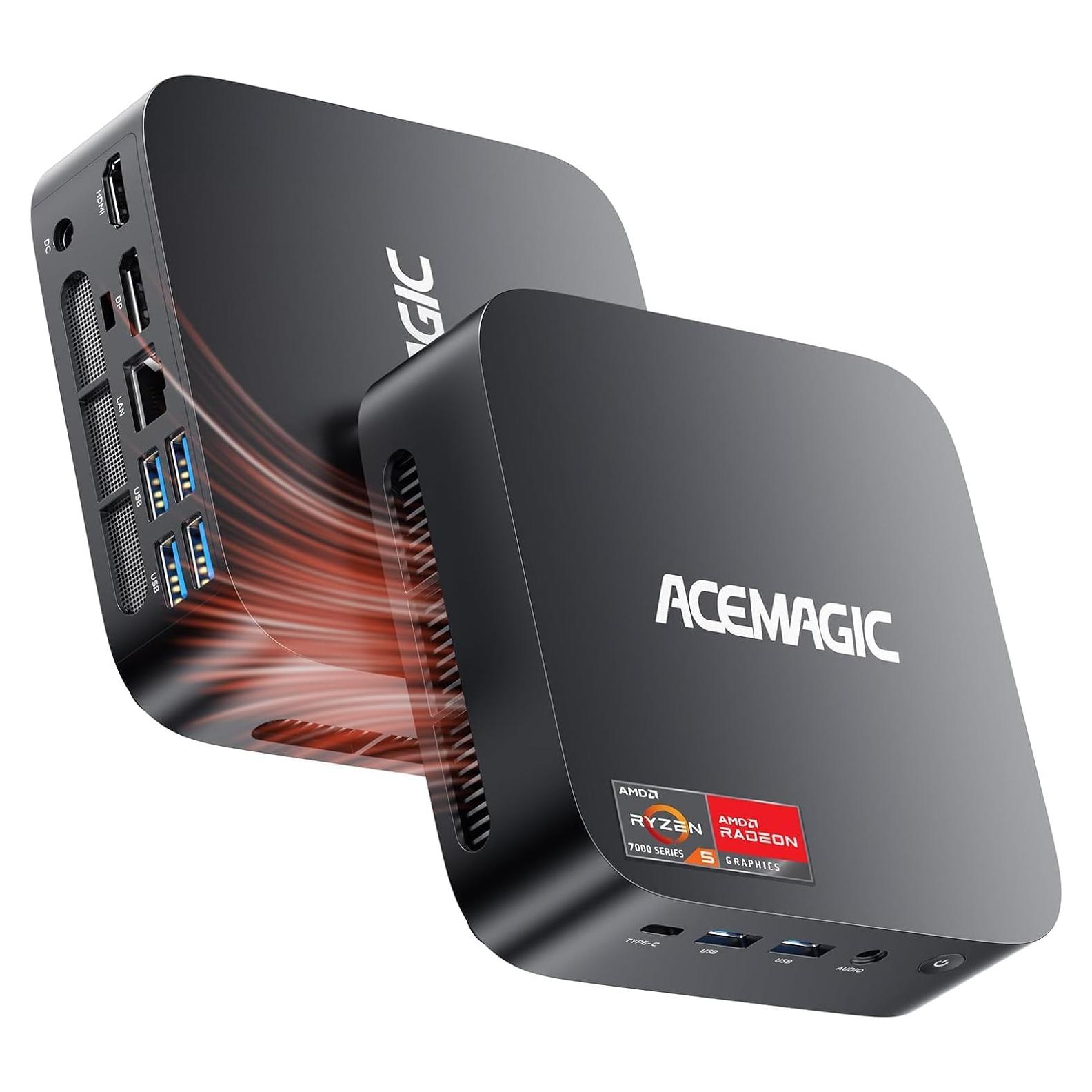 Mini PC Gaming ACEMAGICIAN Ryzen 5 7430U 16GB 512GB 4K