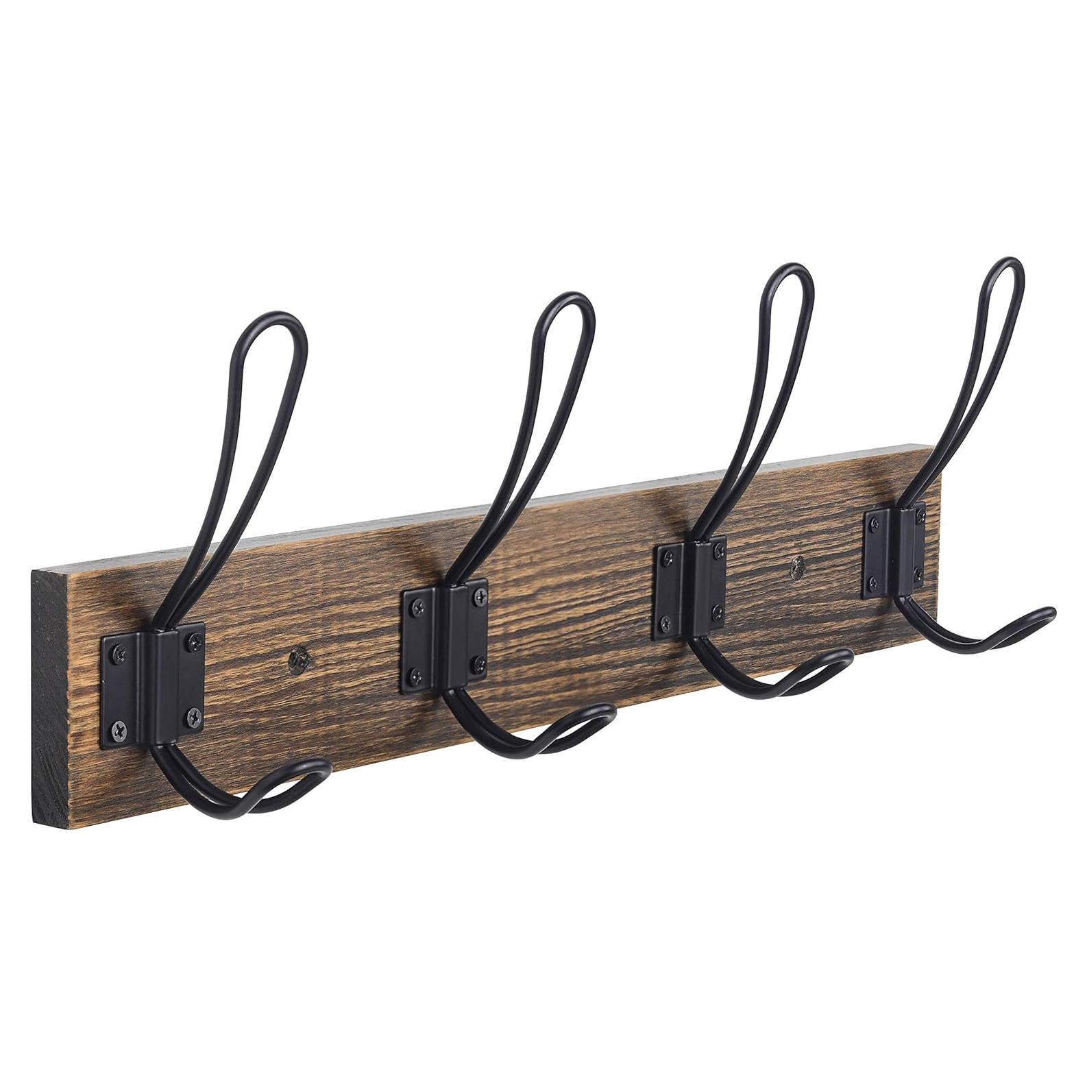 Perchero de Pared Homagic Rústico 4 Ganchos Madera Pino