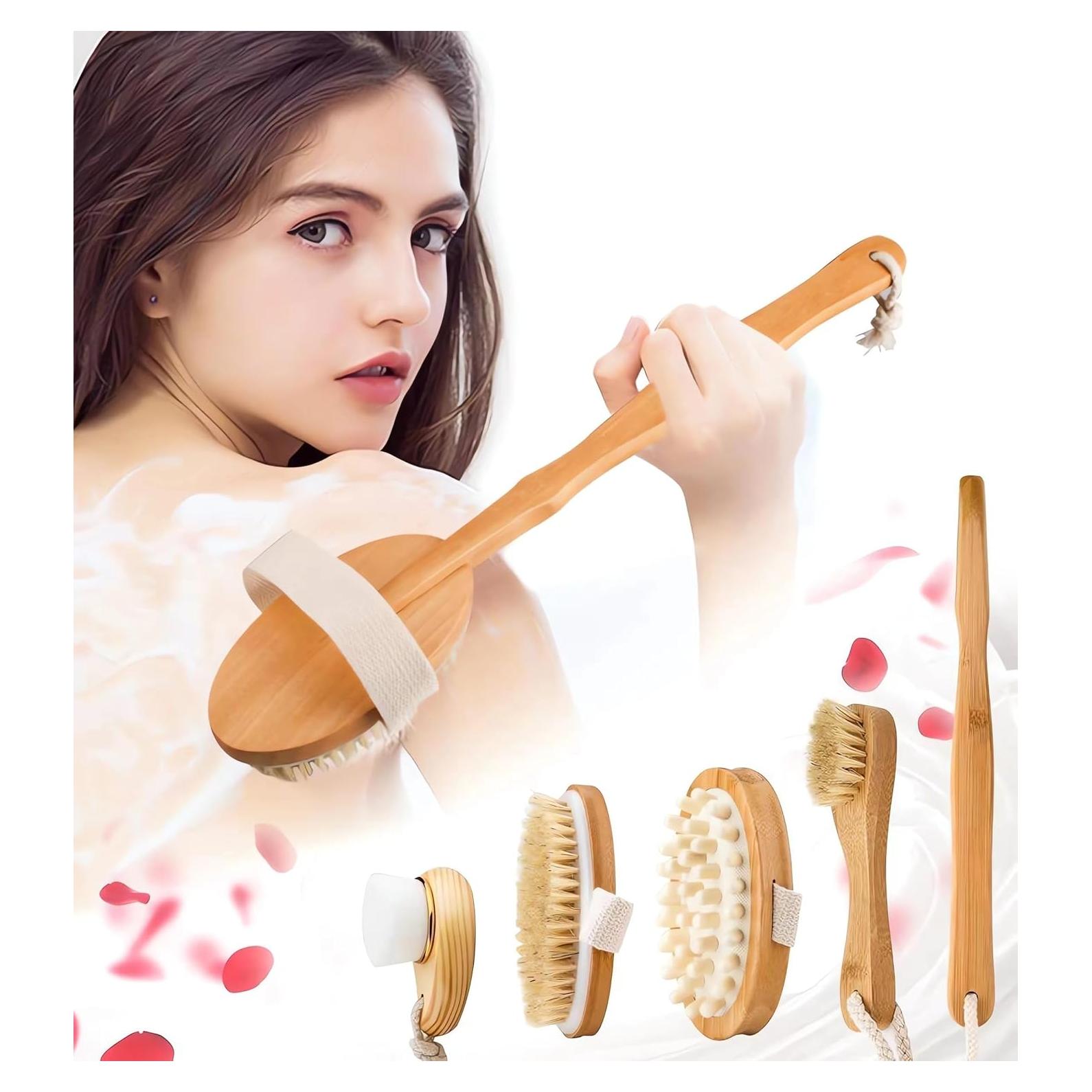 Juego de Cepillos Corporales Zeutch para Drenaje Linfático y Celulitis