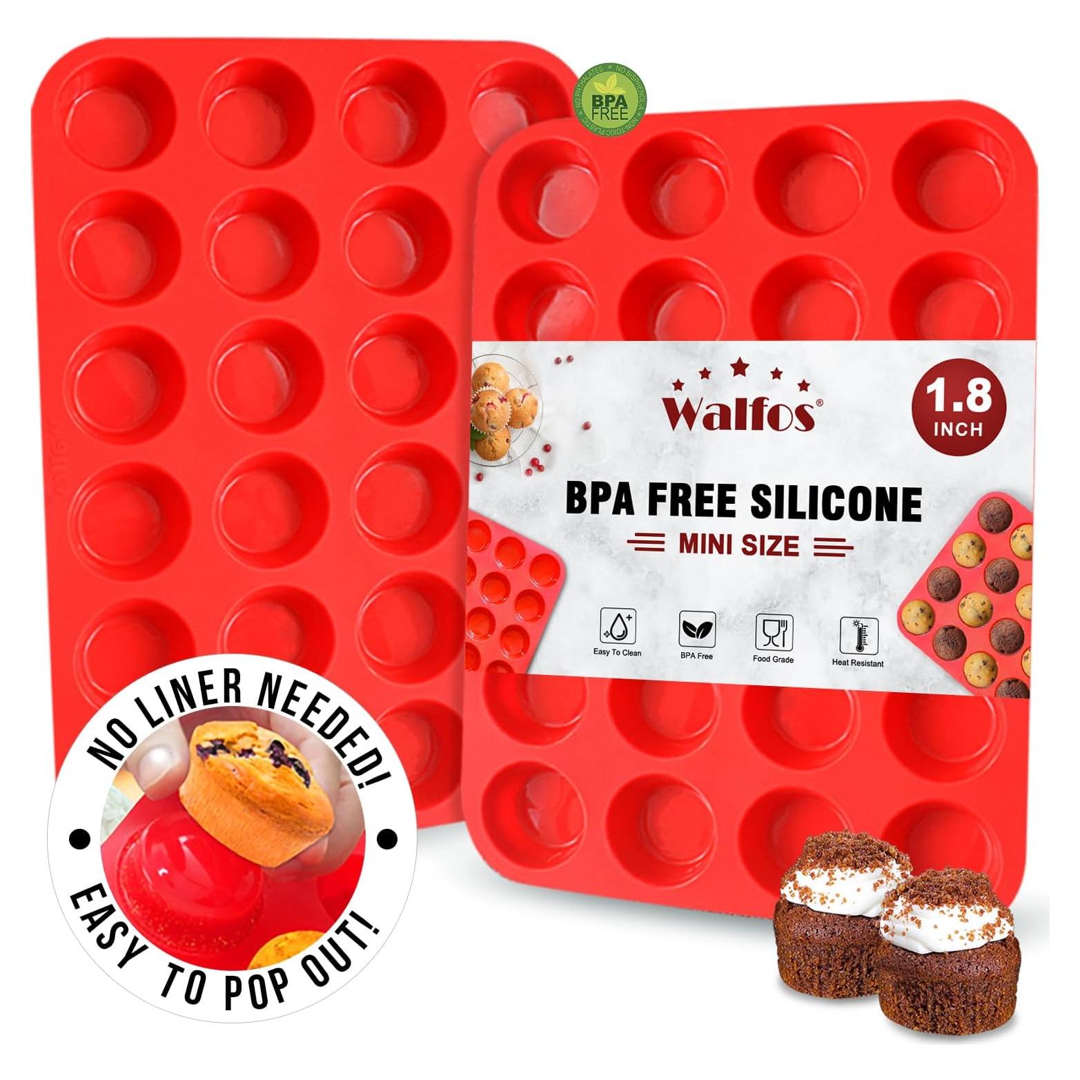 Juego de Moldes para Muffins de Silicona Walfos, 2 Pzs 24 Tazas