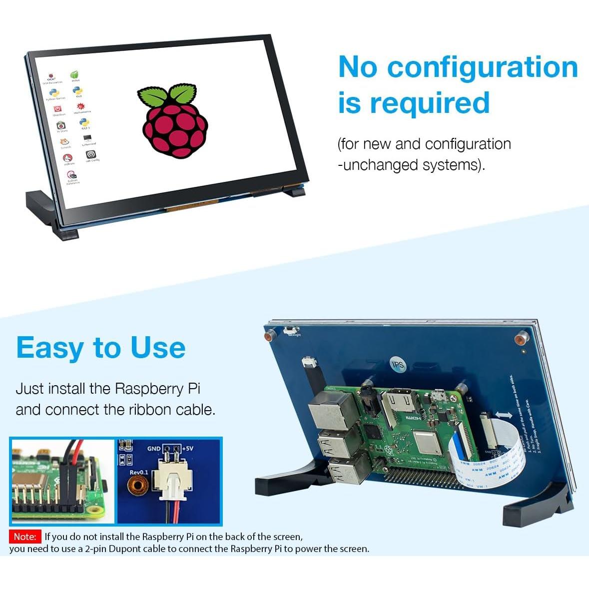 Pantalla Táctil IPS 7" Hosyond 800x480 para Raspberry Pi