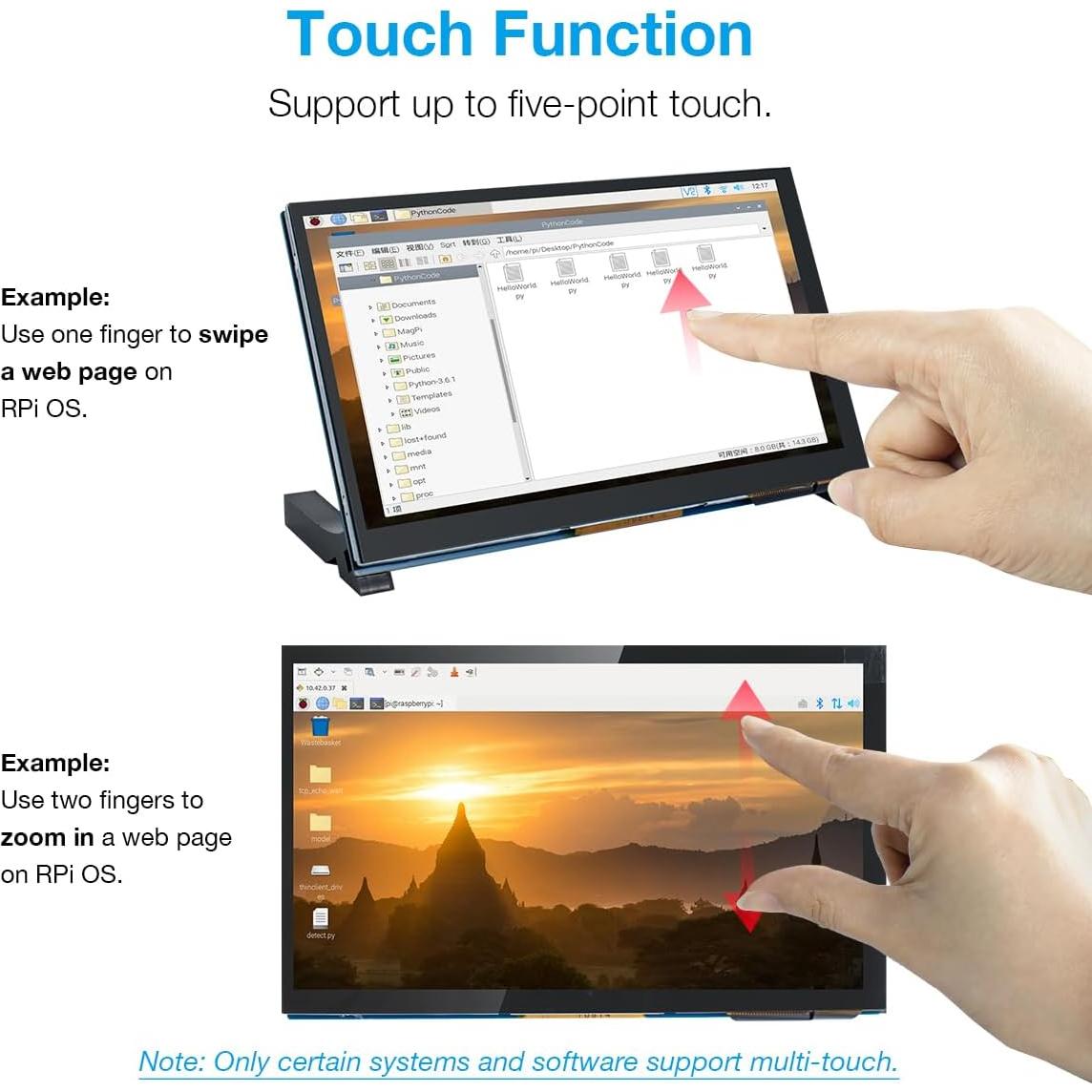 Pantalla Táctil IPS 7" Hosyond 800x480 para Raspberry Pi