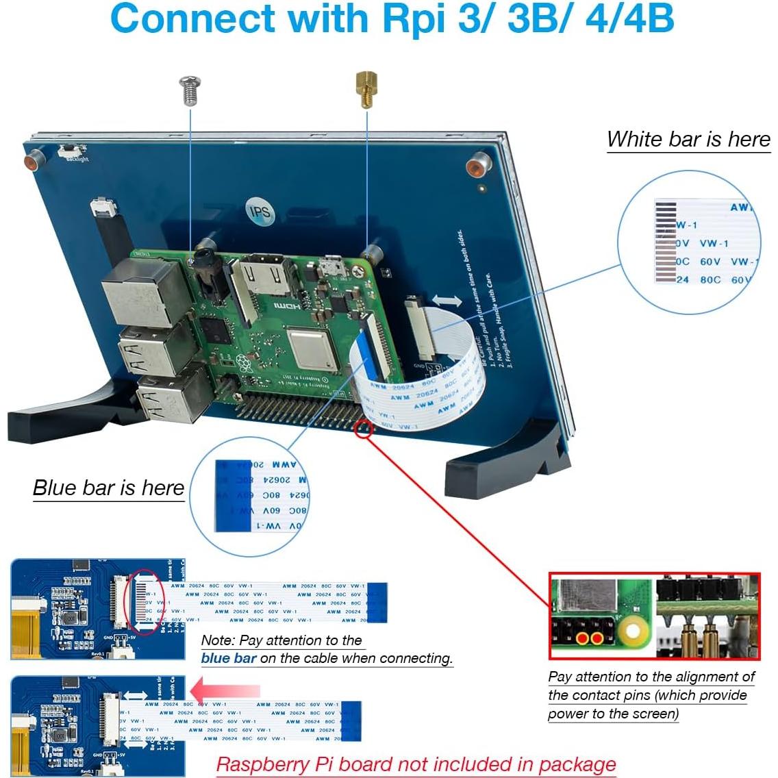 Pantalla Táctil IPS 7" Hosyond 800x480 para Raspberry Pi