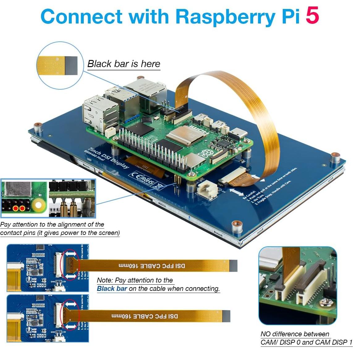 Pantalla Táctil IPS 7" Hosyond 800x480 para Raspberry Pi