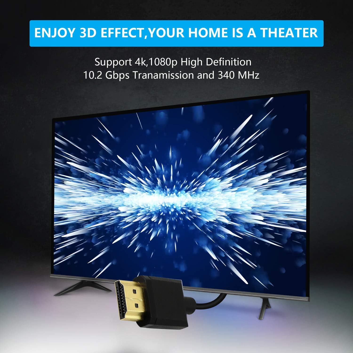 Cable HDMI Macho a Macho 15cm PNGKNYOCN 4K 60Hz Ángulo Recto