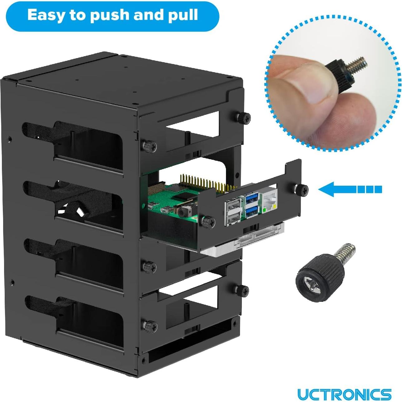 UCTRONICS Caja Clúster Raspberry Pi 4 Capas con Ventiladores