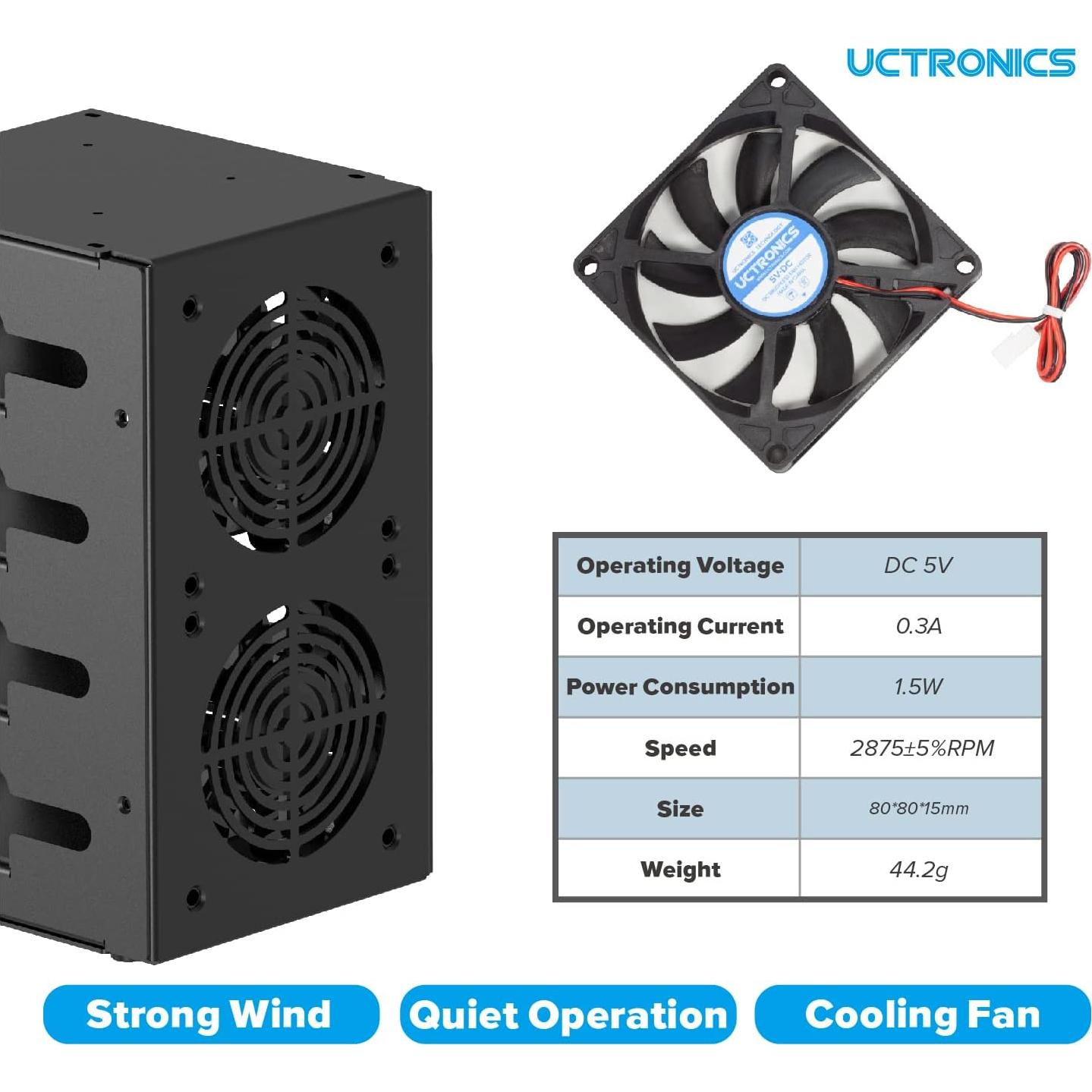 UCTRONICS Caja Clúster Raspberry Pi 4 Capas con Ventiladores