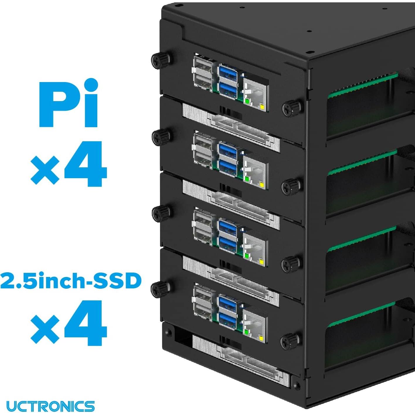 UCTRONICS Caja Clúster Raspberry Pi 4 Capas con Ventiladores