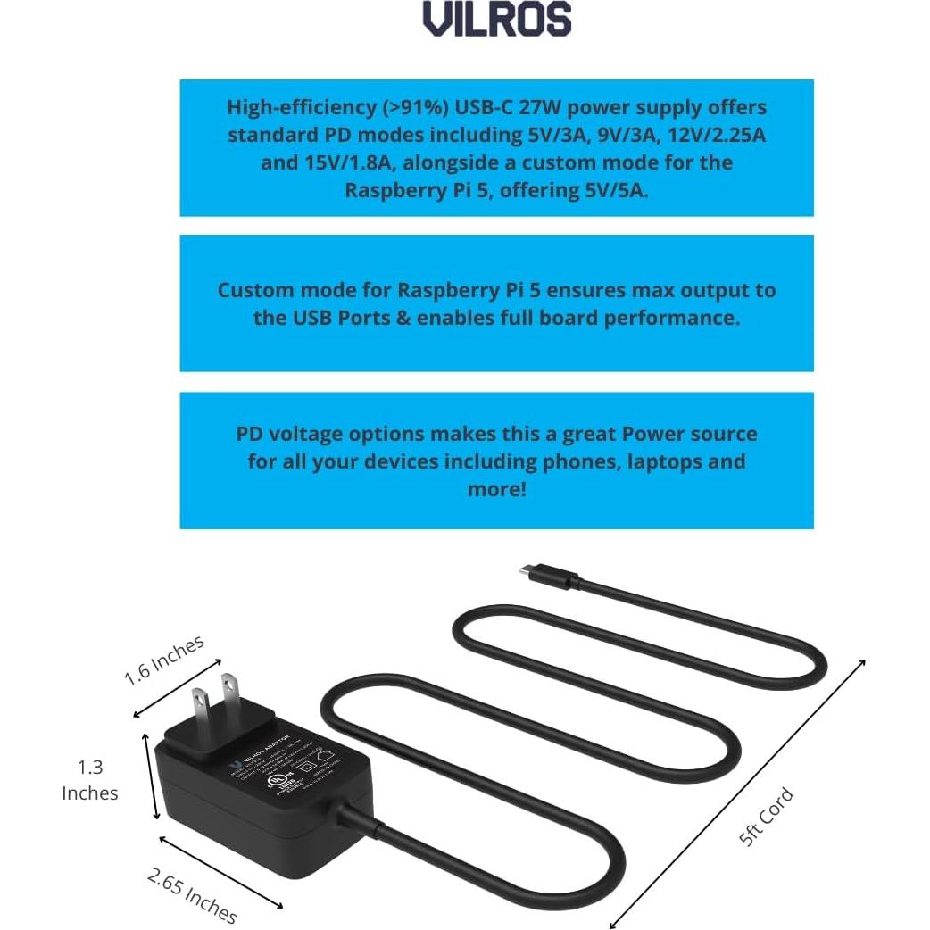 Kit de Inicio Vilros Raspberry Pi 5 - 128GB - 8GB RAM
