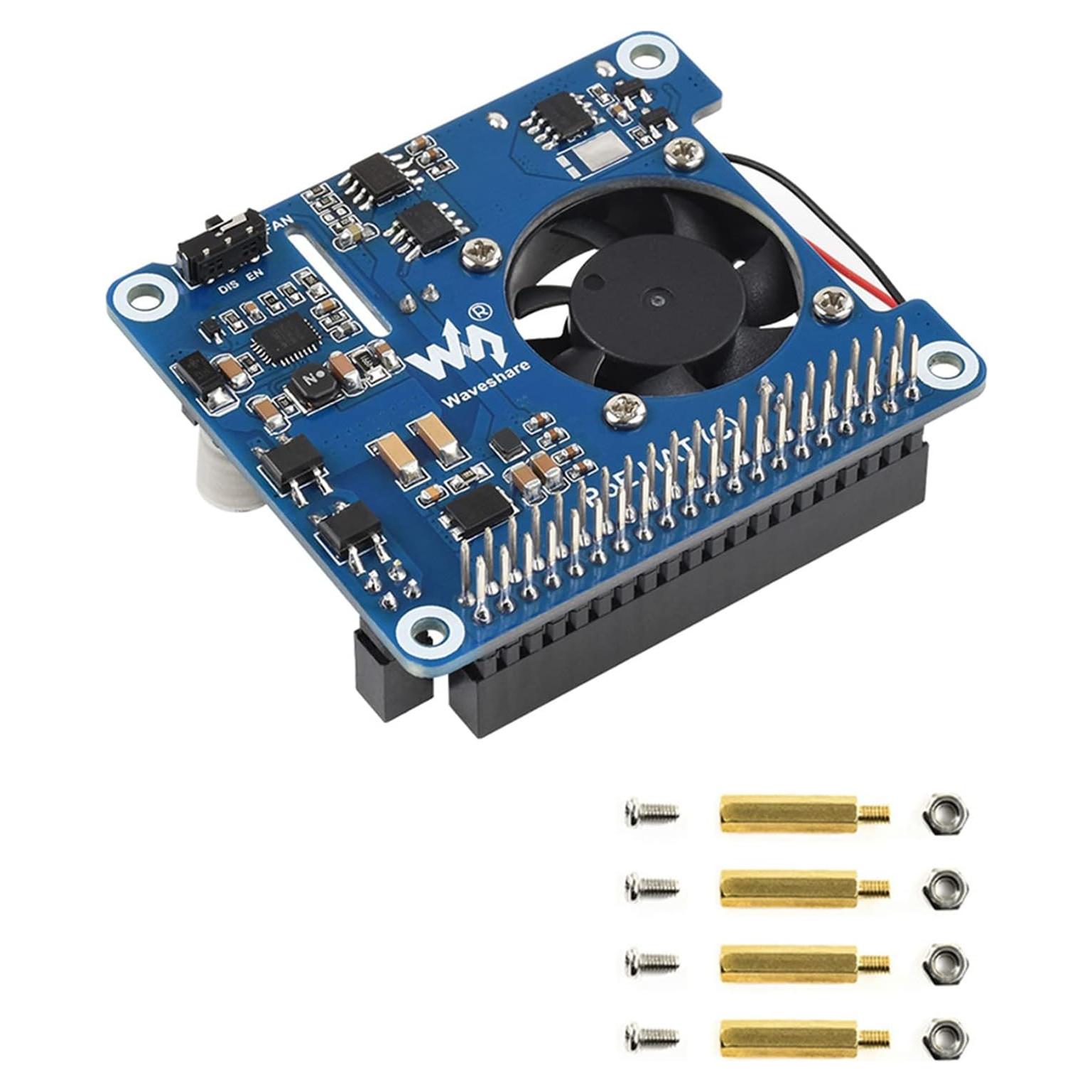 HAT PoE Waveshare para Raspberry Pi 3B+/4B, 5V y 12V