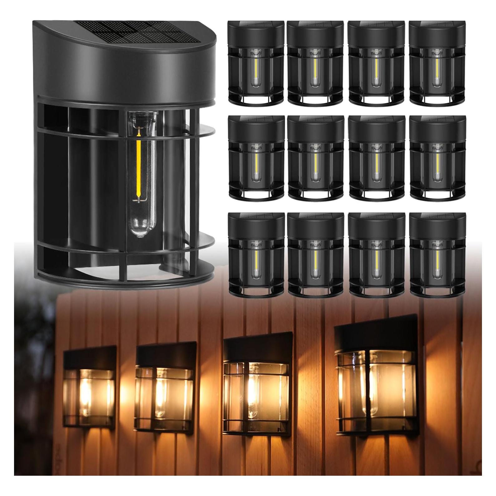 Luces Solares para Cercas DOESLAG Paquete de 12 Impermeables