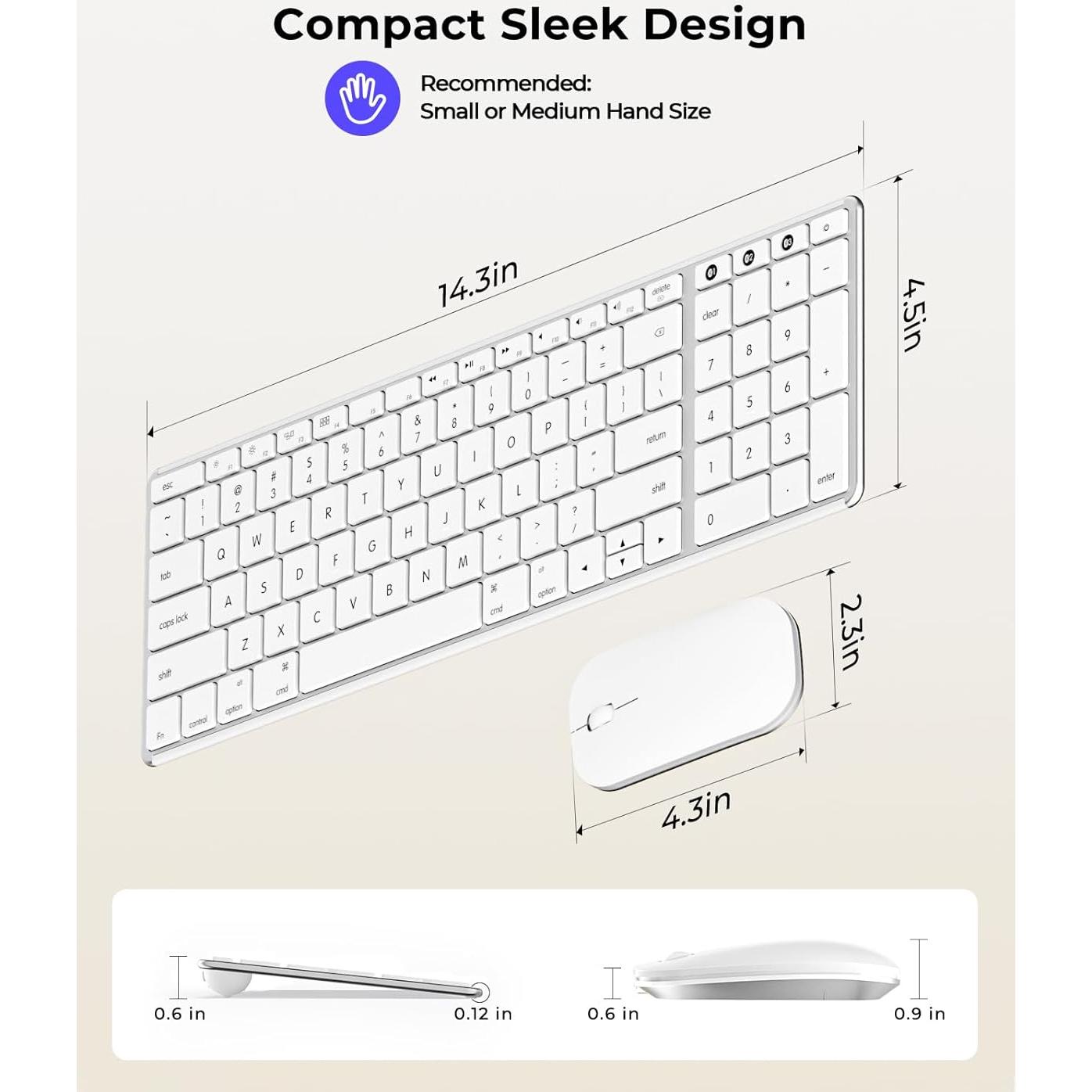 Teclado y Ratón Bluetooth seenda SKM64-2 Inalámbricos Mac