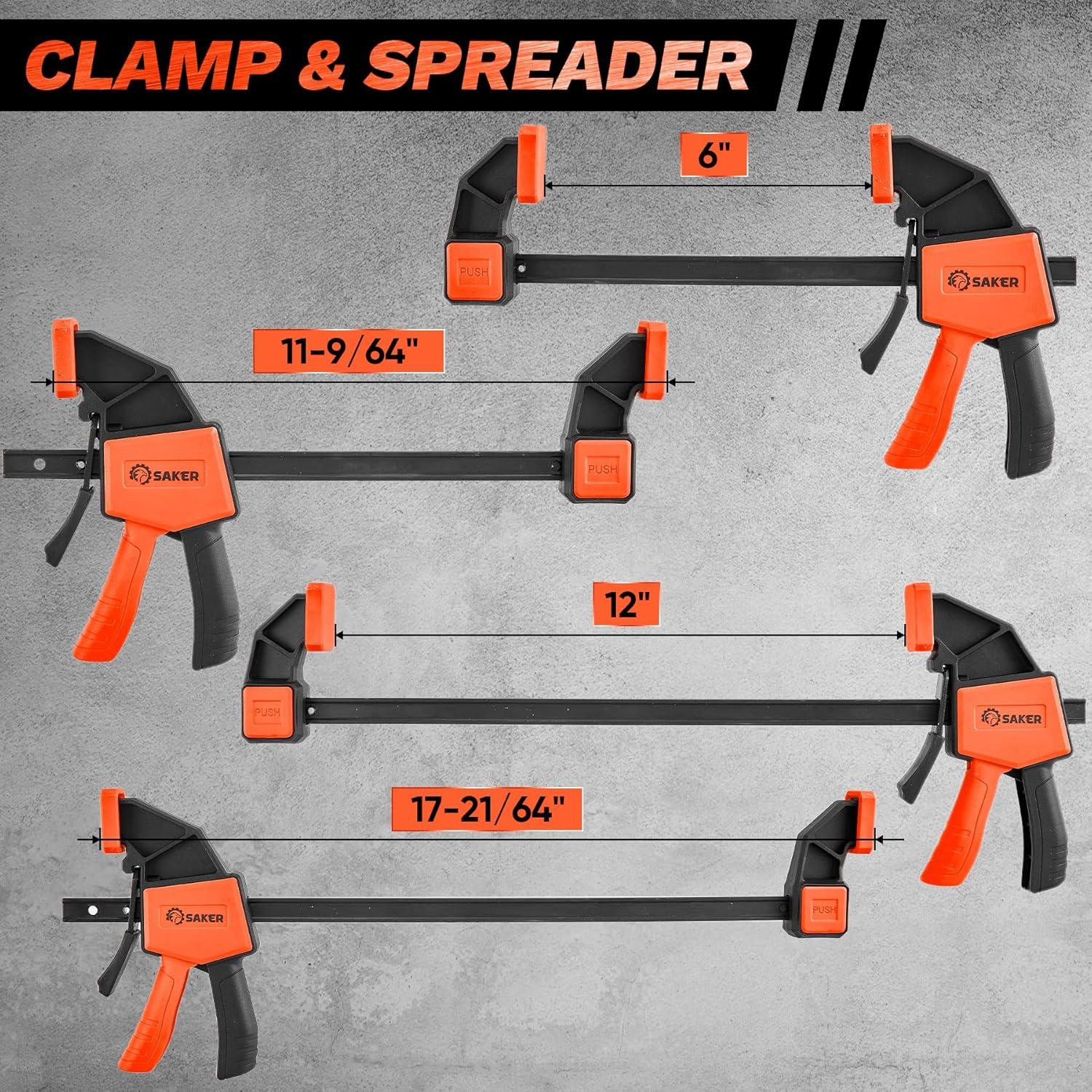 Abrazaderas Saker 6" (15,24 cm) Conjunto de Carpintería