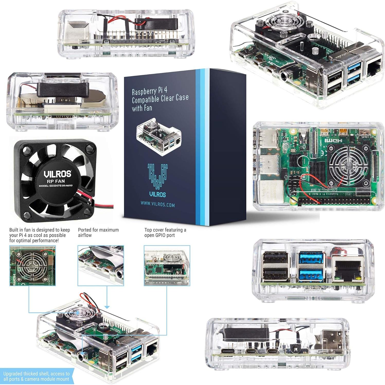 Kit Completo Raspberry Pi 4 Vilros - 8GB, Caja Ventilada