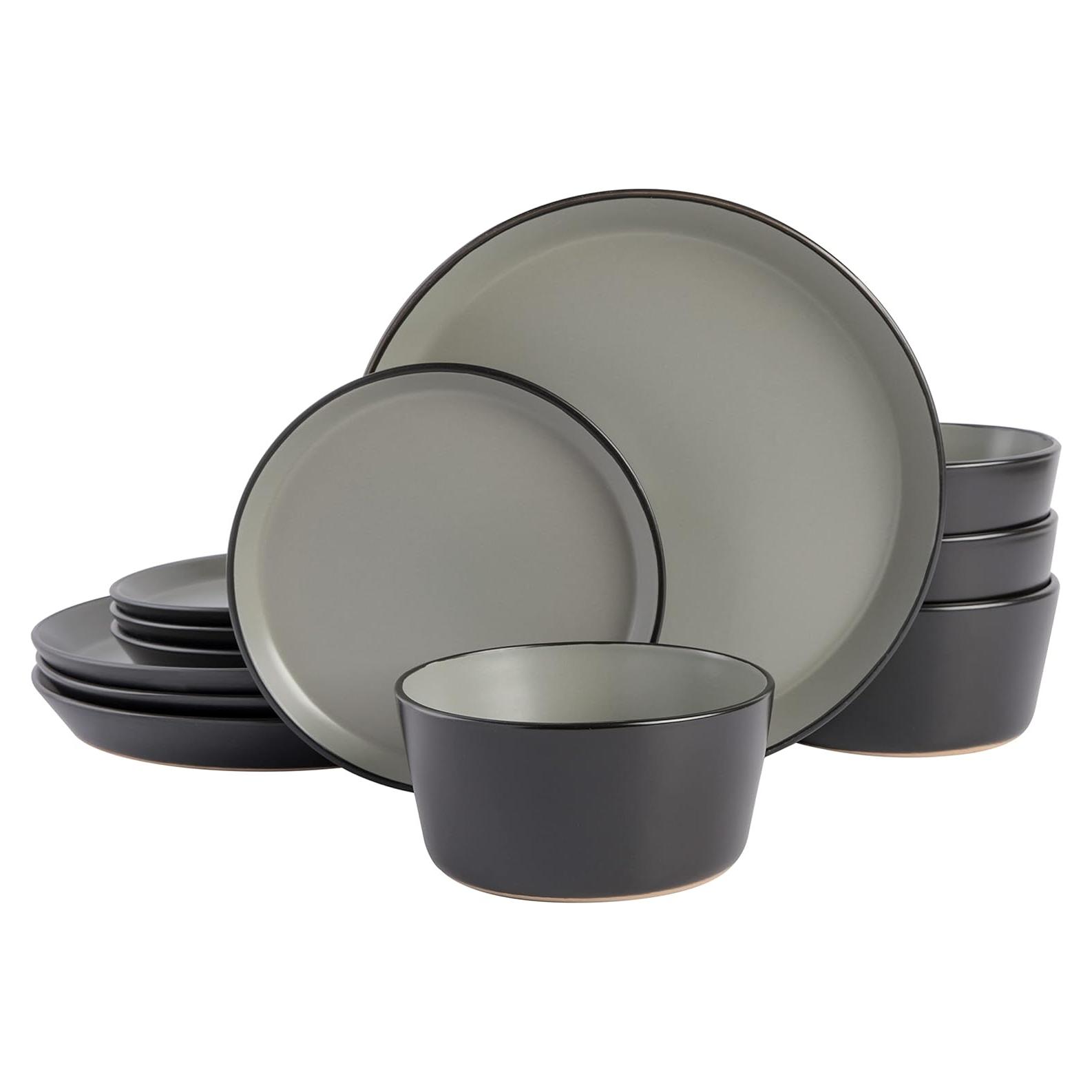 Juego de vajilla cerámica Gibson Soho Lounge 12 piezas gris