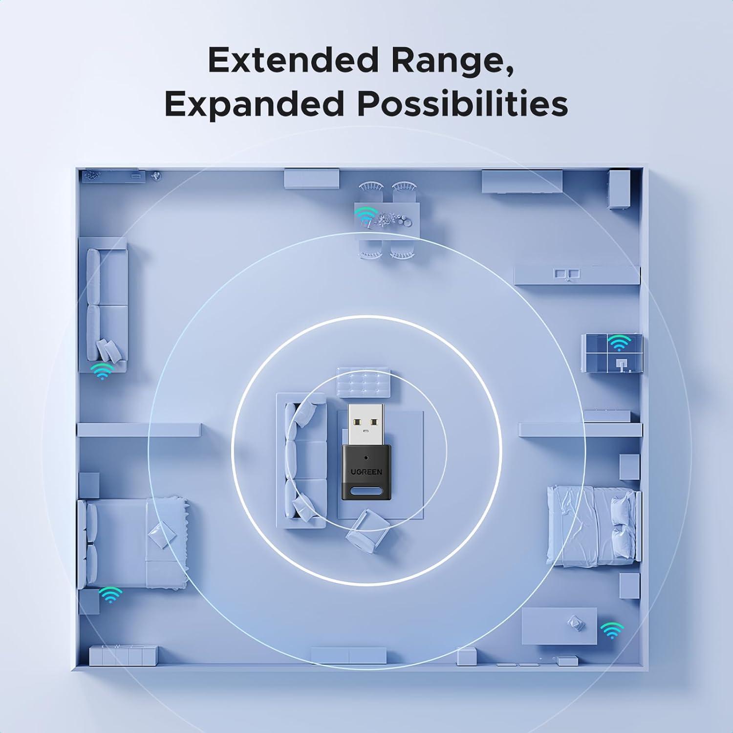 Adaptador Bluetooth USB UGREEN 5.4 para PC Plug and Play