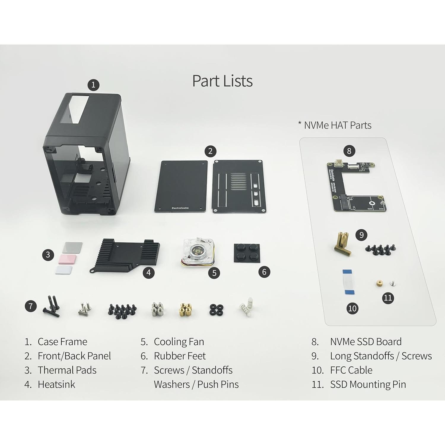 Caja Mini PC ElectroCookie para Raspberry Pi 5 con M.2 HAT
